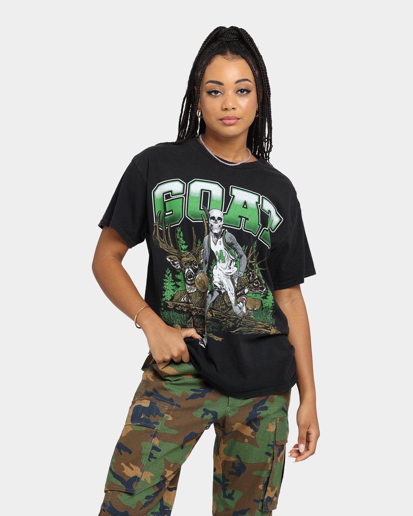 Goat Crew Buck Hunter Vintage T-Shirt Black Wash Style001