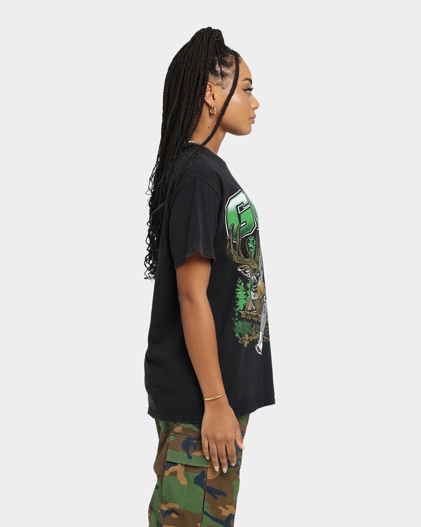 Goat Crew Buck Hunter Vintage T-Shirt Black Wash Style001