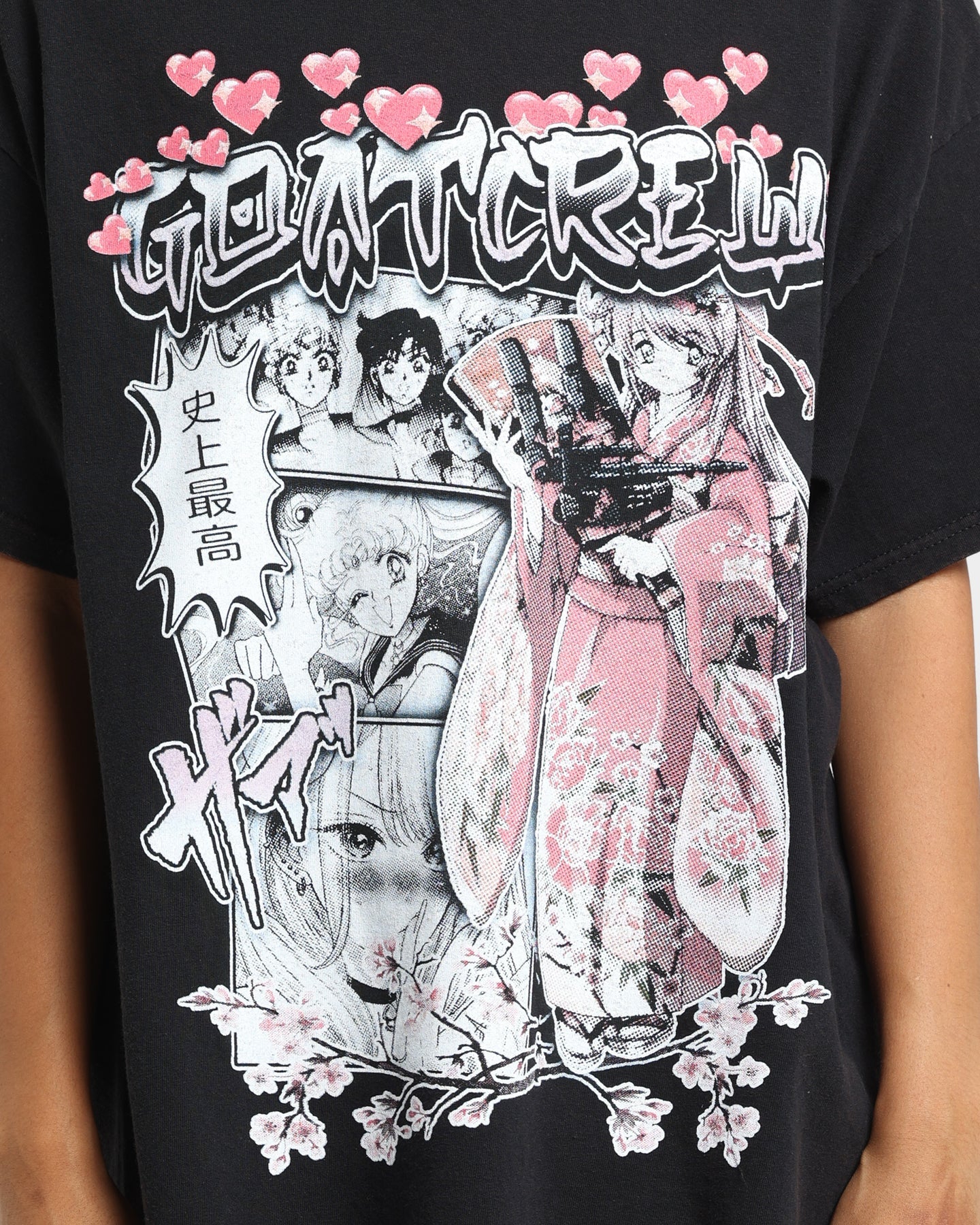 Goat Crew Shojo Manga T-Shirt Black Wash Style001