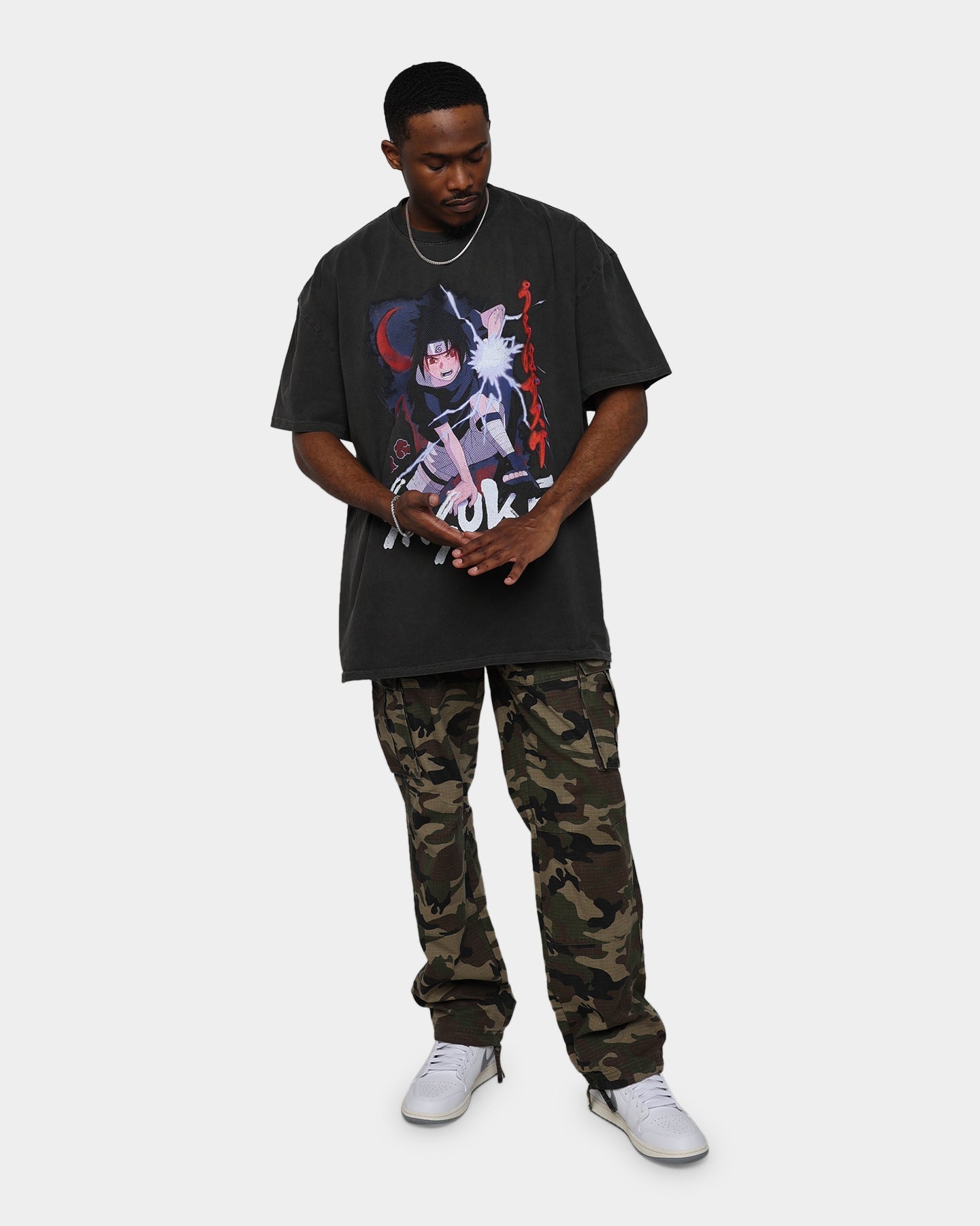 Goat Crew X Naruto Sasuke Heavyweight Vintage T-Shirt Black Wash