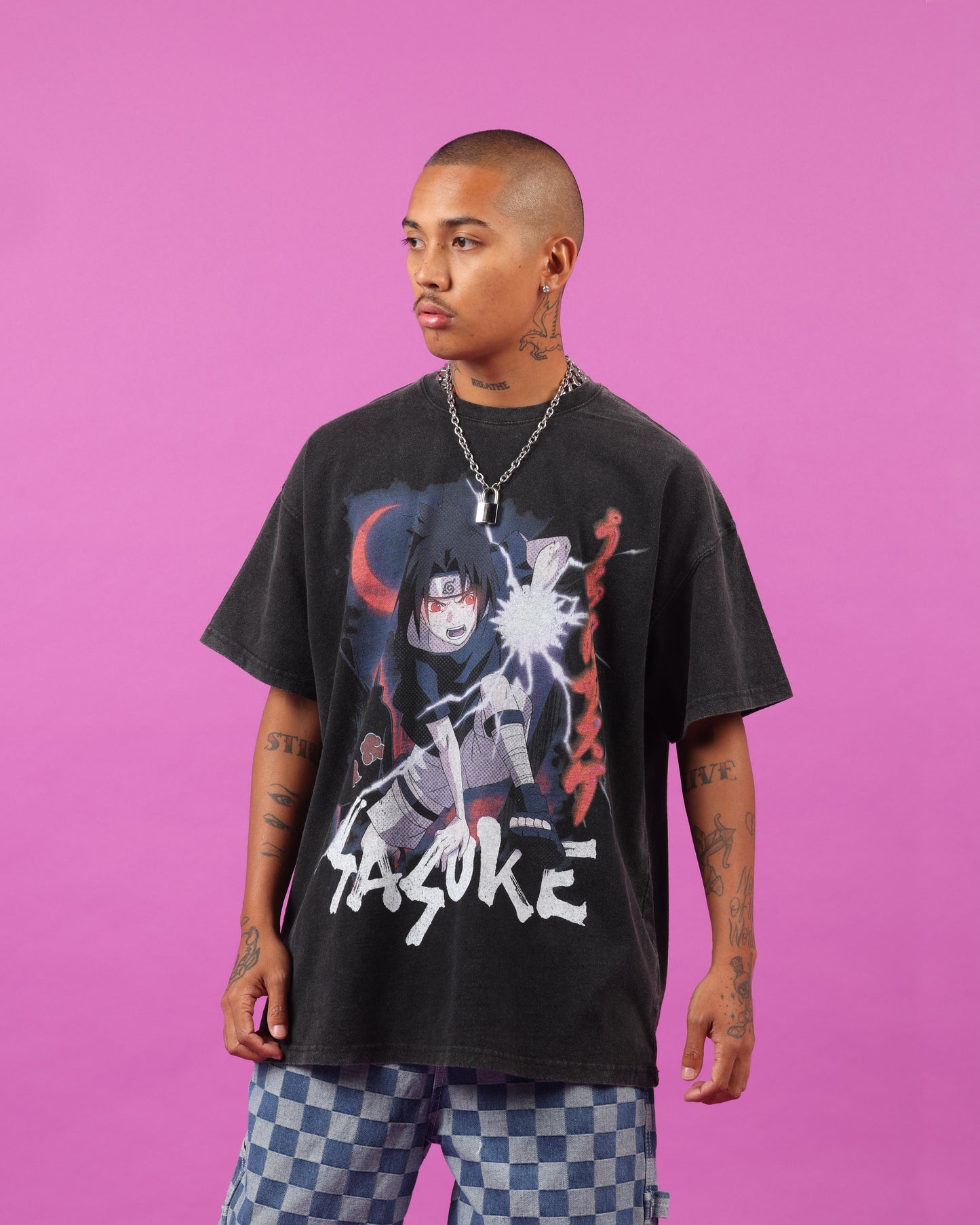 Goat Crew X Naruto Sasuke Premium Vintage T-Shirt Vintage Black
