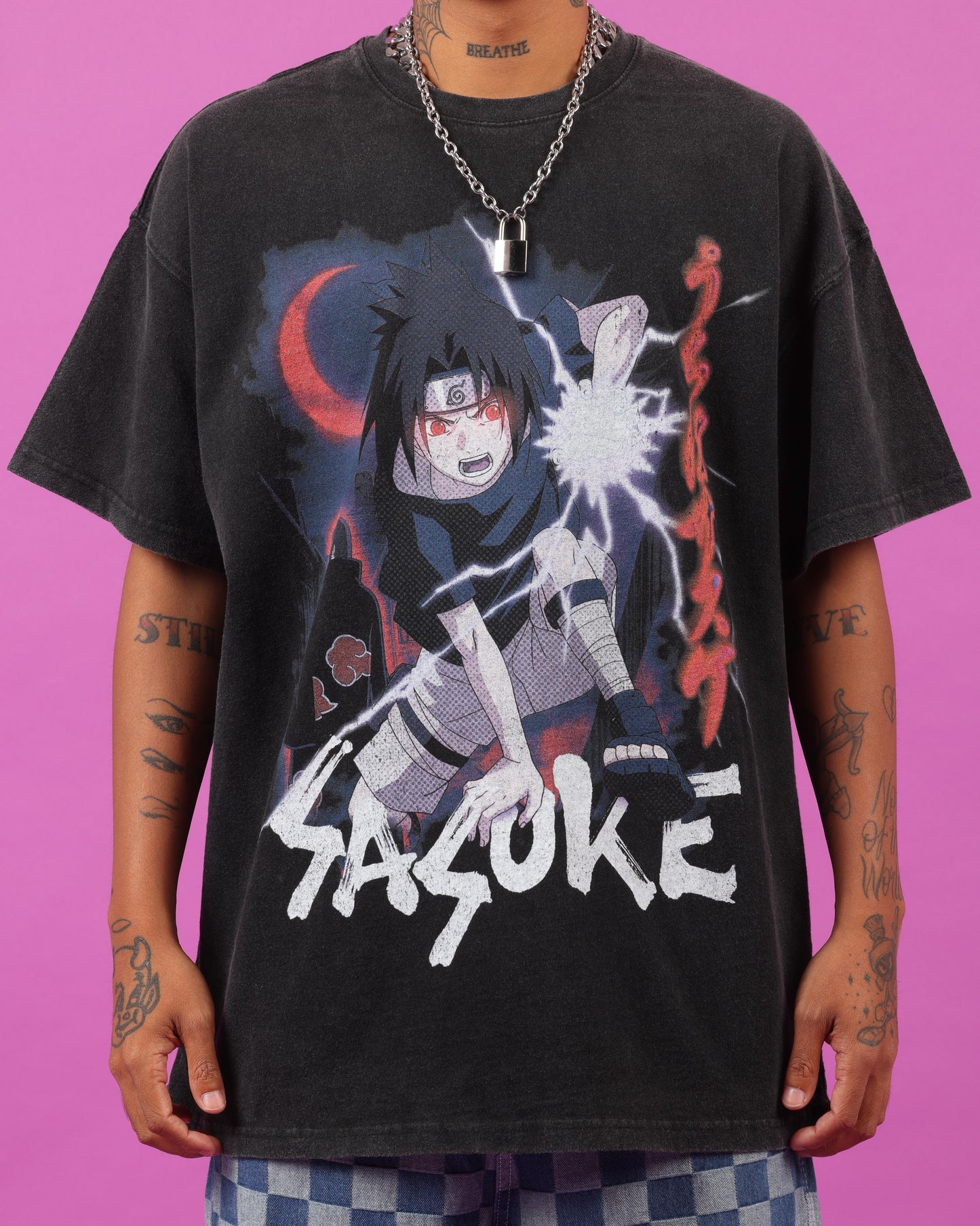 Goat Crew X Naruto Sasuke Premium Vintage T-Shirt Vintage Black