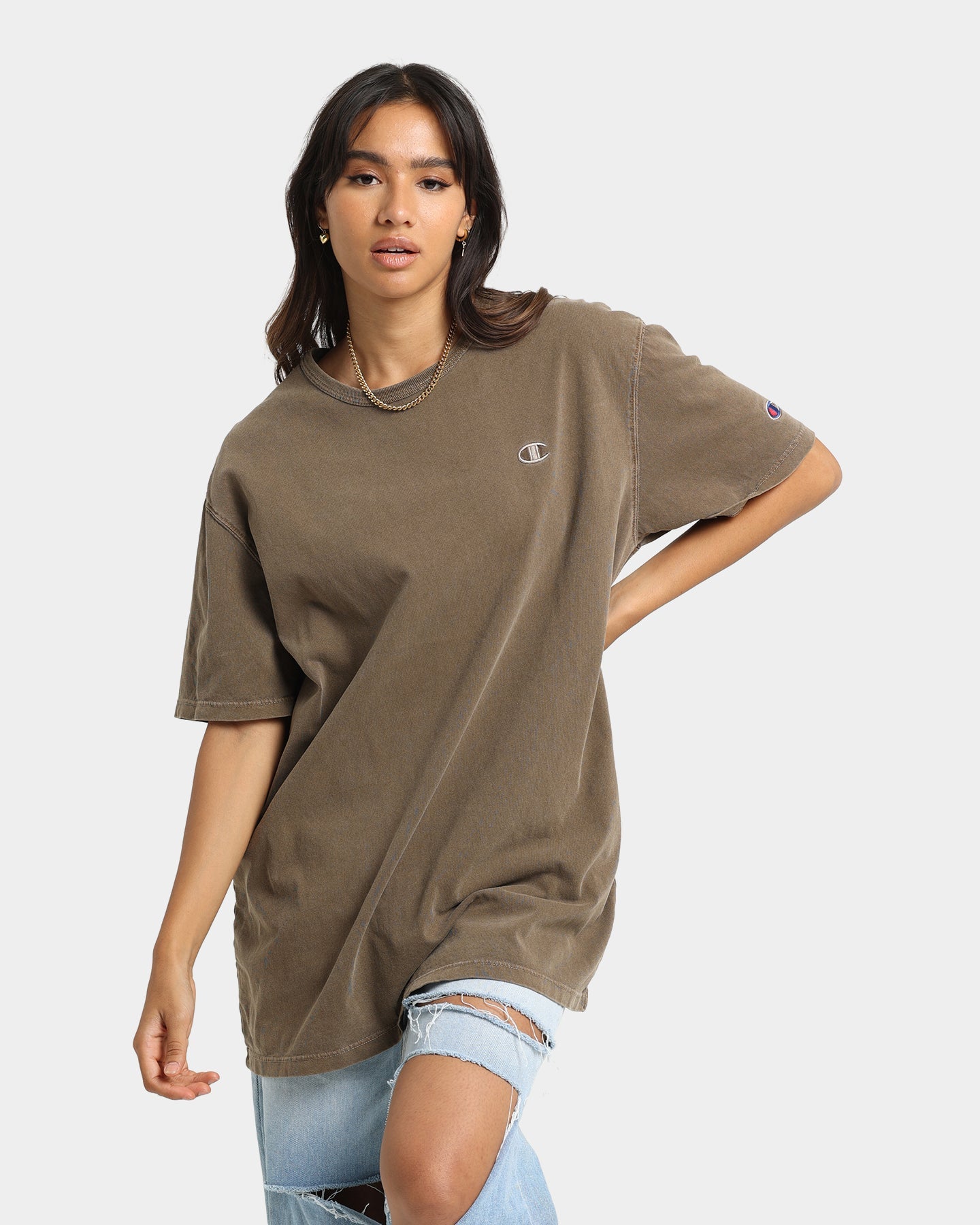 Champion Heritage Garment Dye T-Shirt Latte Brown Style001