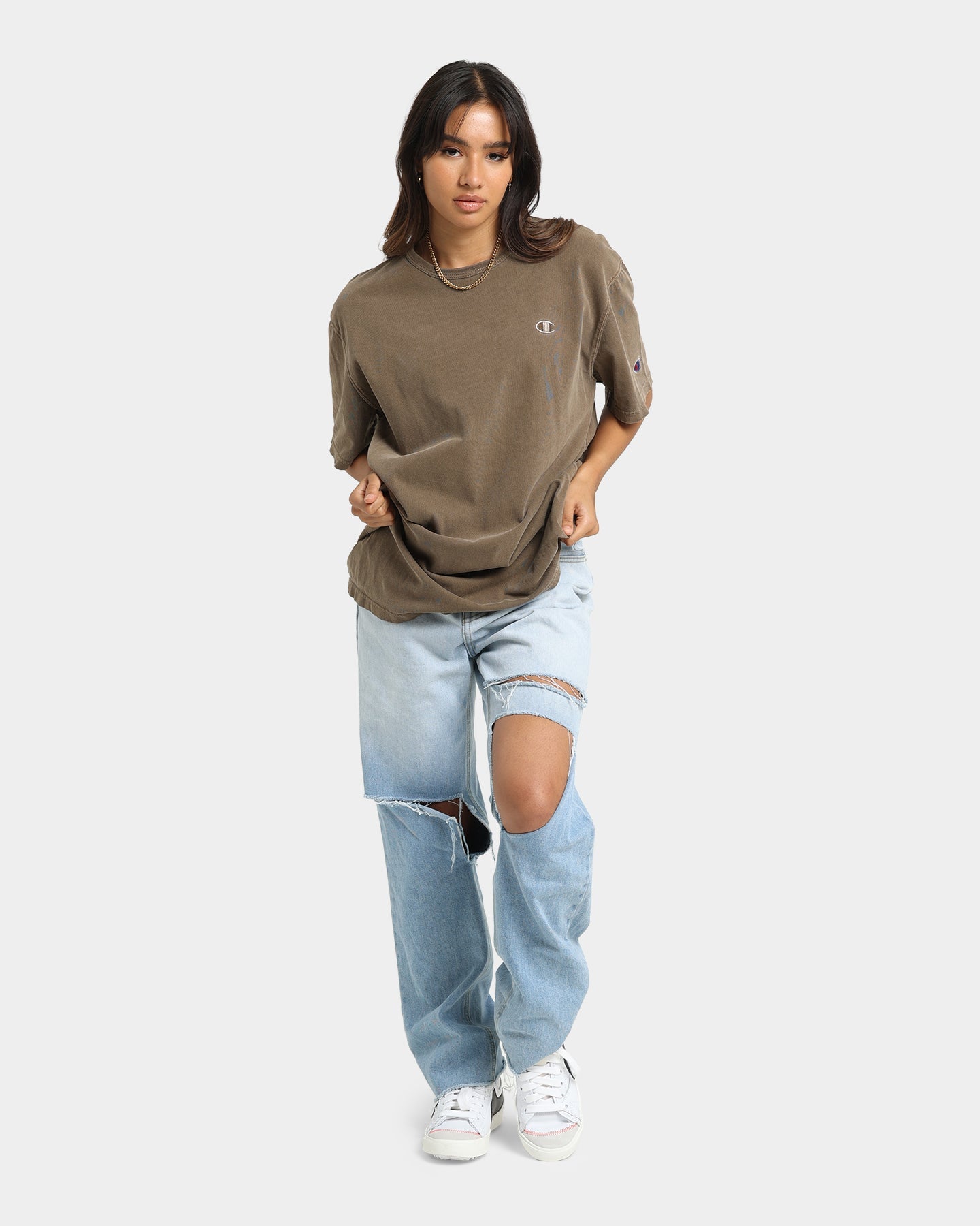Champion Heritage Garment Dye T-Shirt Latte Brown Style001