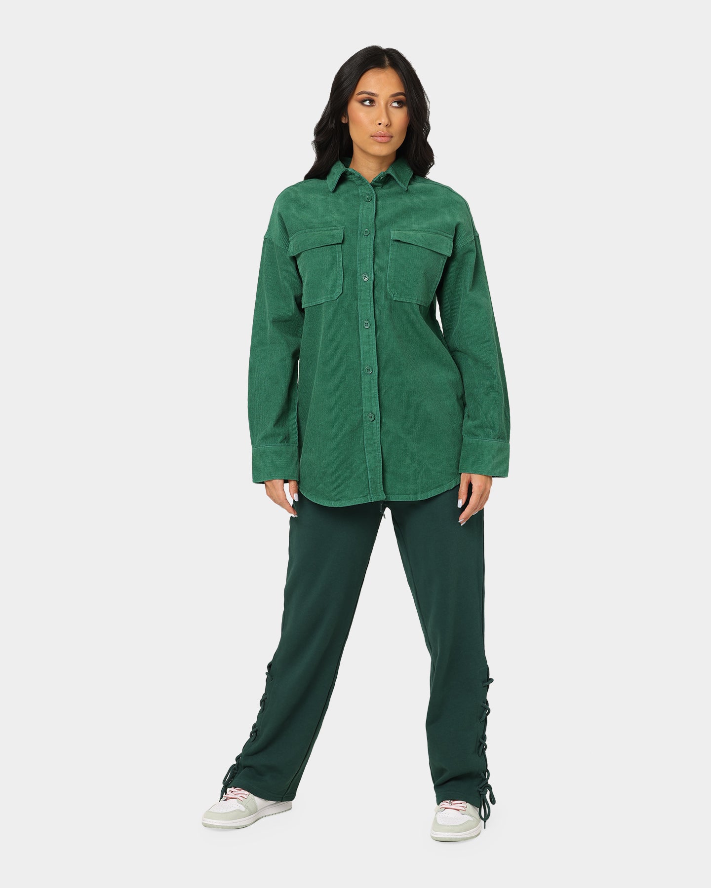 EN ES Women's Allie Oversized Shirt Forest Green