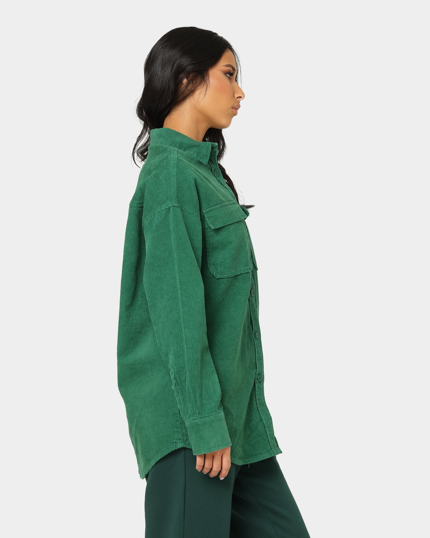 EN ES Women's Allie Oversized Shirt Forest Green