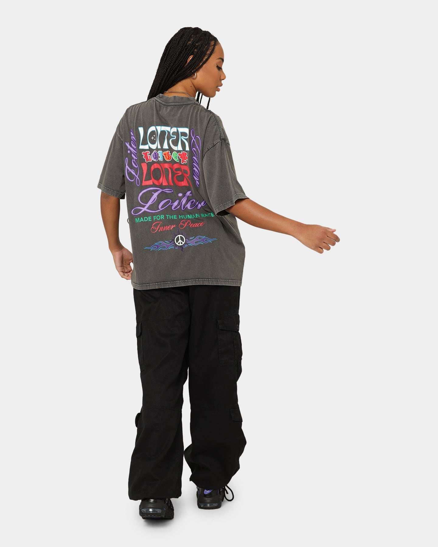 Loiter Forbidden Washed T-Shirt Charcoal Style001