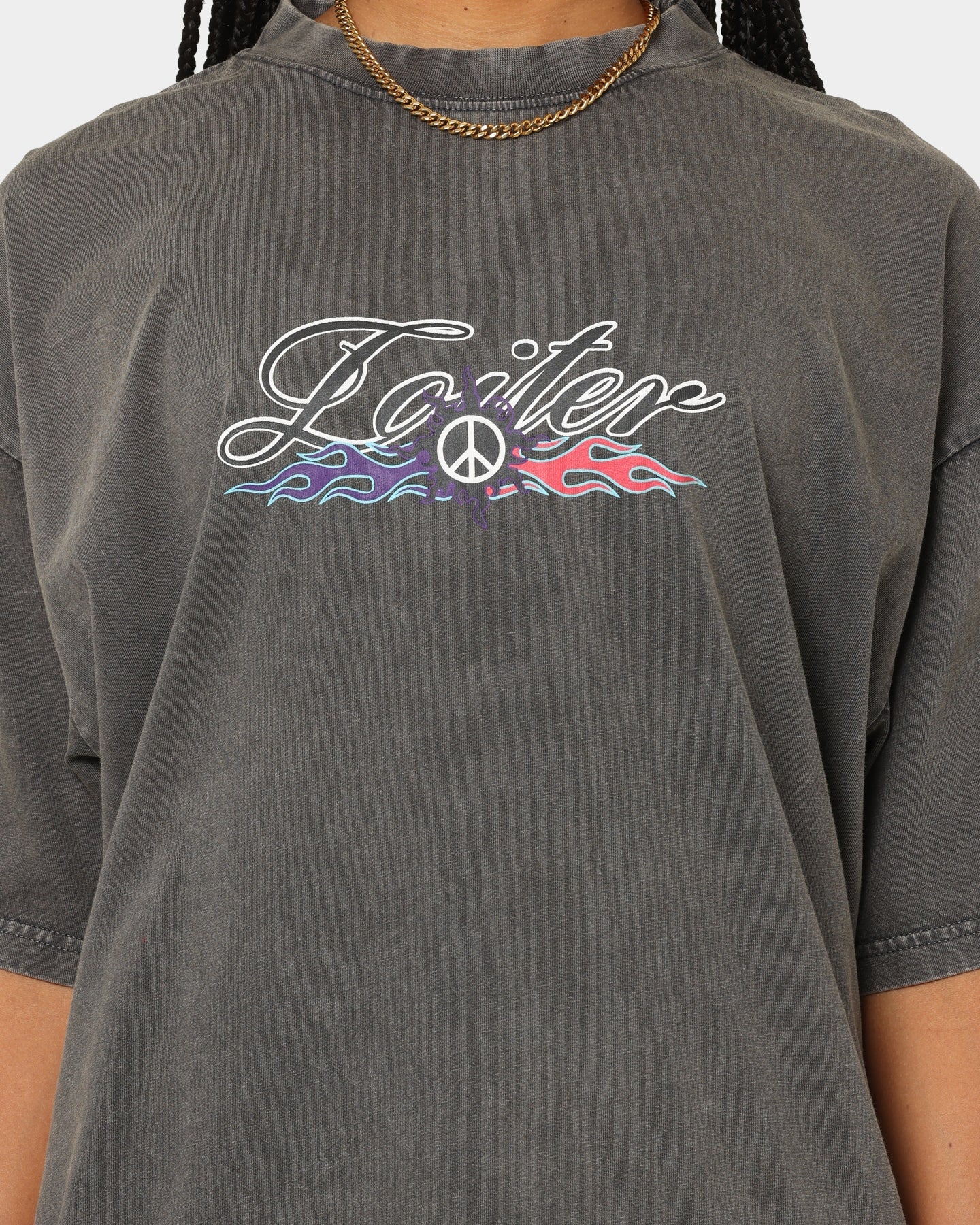 Loiter Forbidden Washed T-Shirt Charcoal Style001