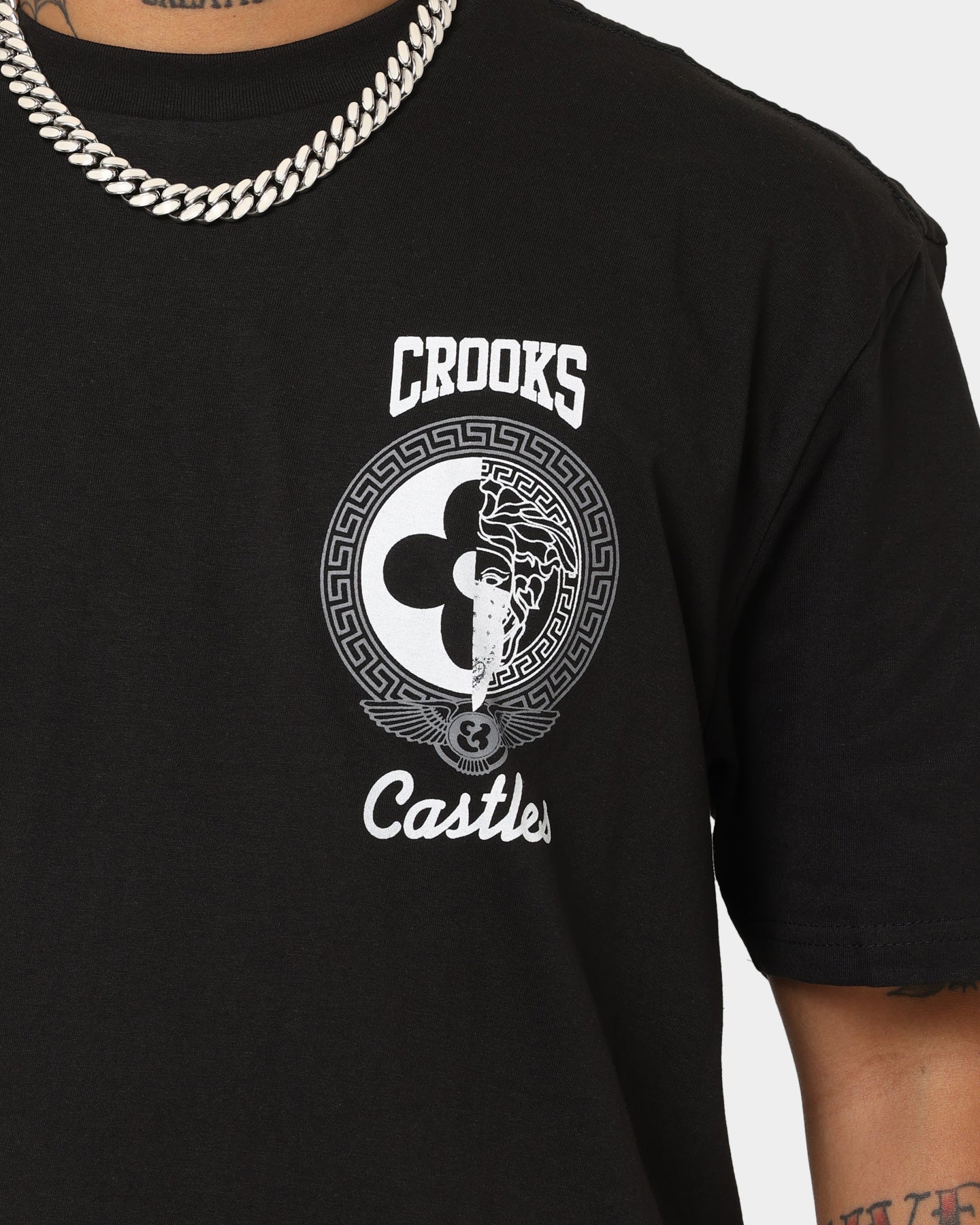 Crooks & Castles Half Medusa Wings T-Shirt Black