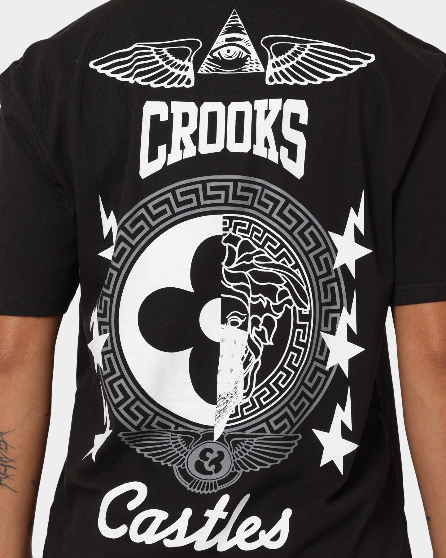 Crooks & Castles Half Medusa Wings T-Shirt Black