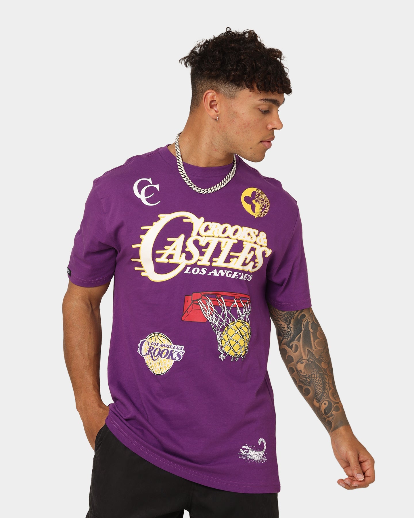 Crooks & Castles La Serif T-Shirt Purple