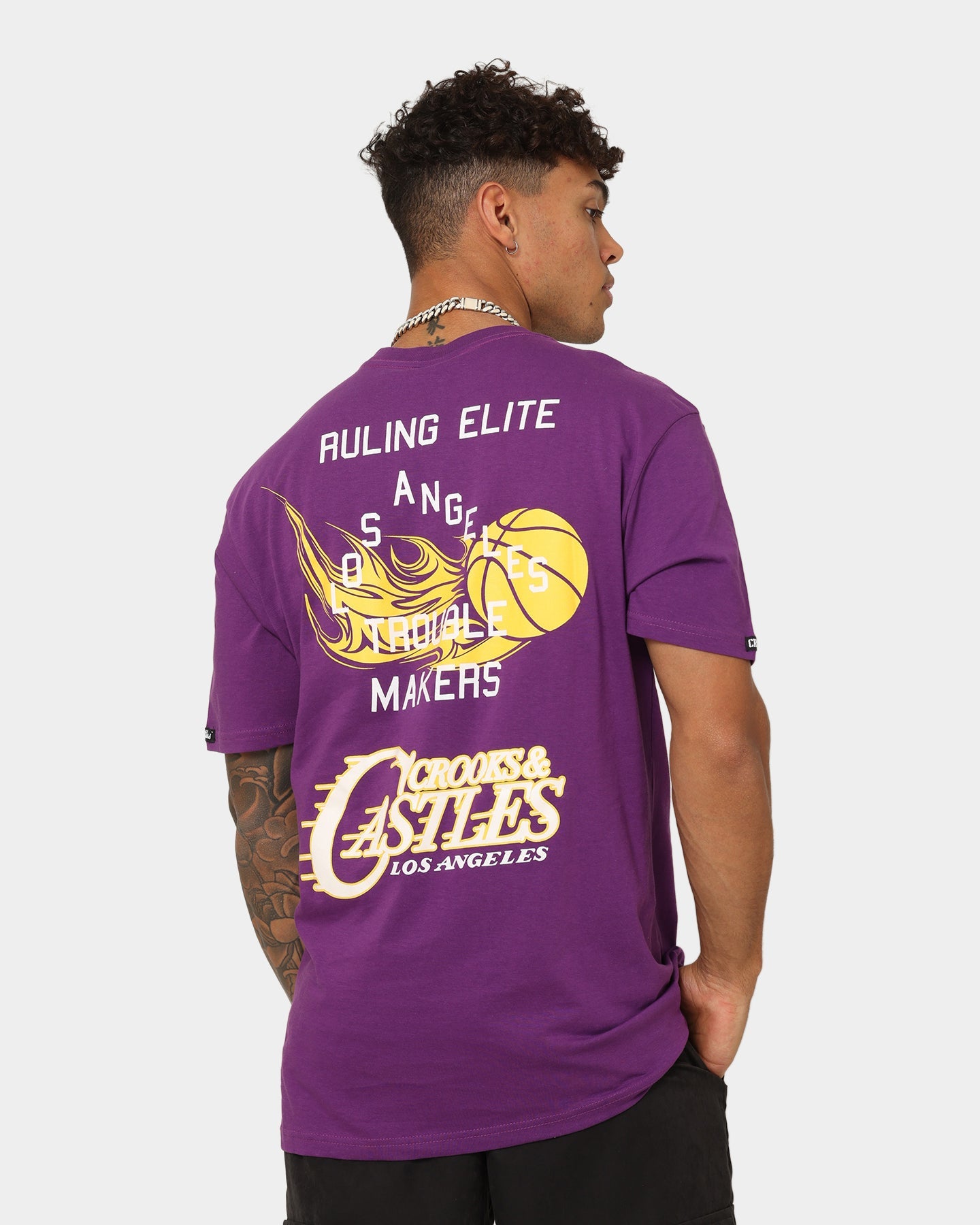 Crooks & Castles La Serif T-Shirt Purple