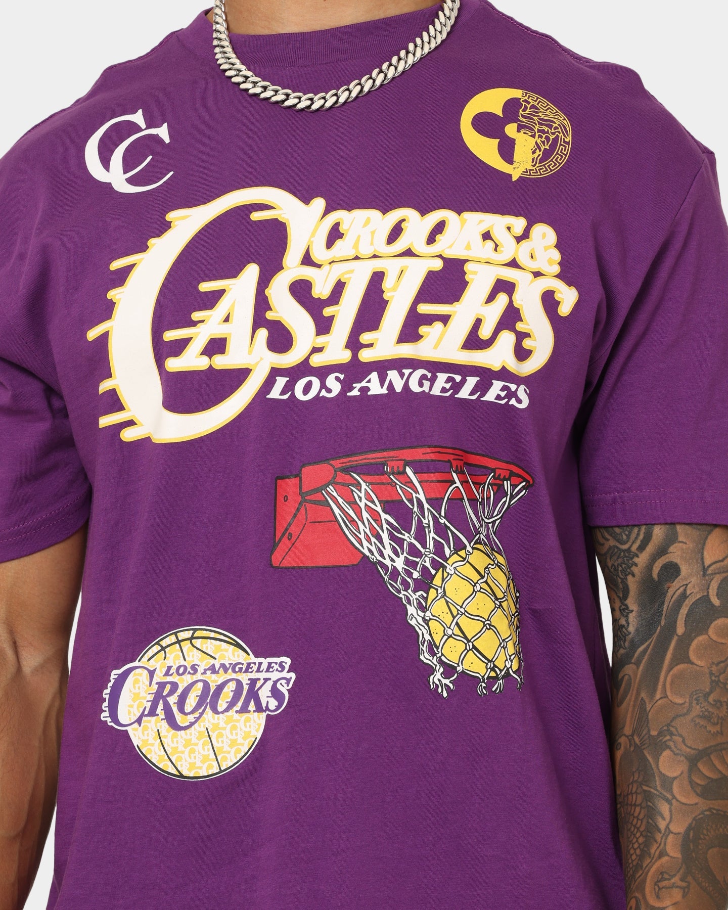 Crooks & Castles La Serif T-Shirt Purple
