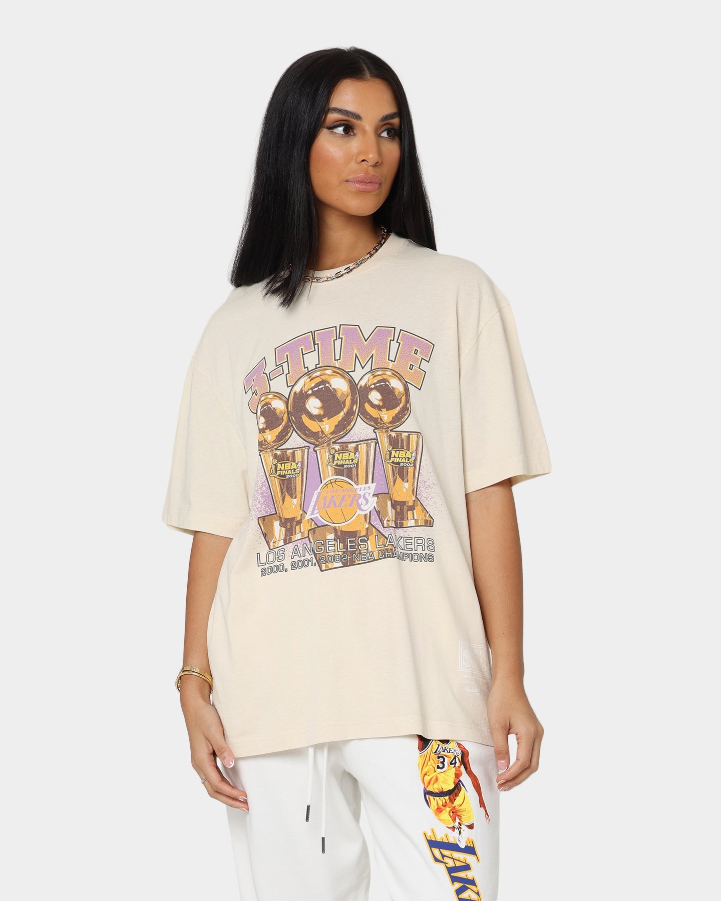 Mitchell & Ness Los Angeles Lakers 3-Peat Champs T-Shirt Khaki Style001