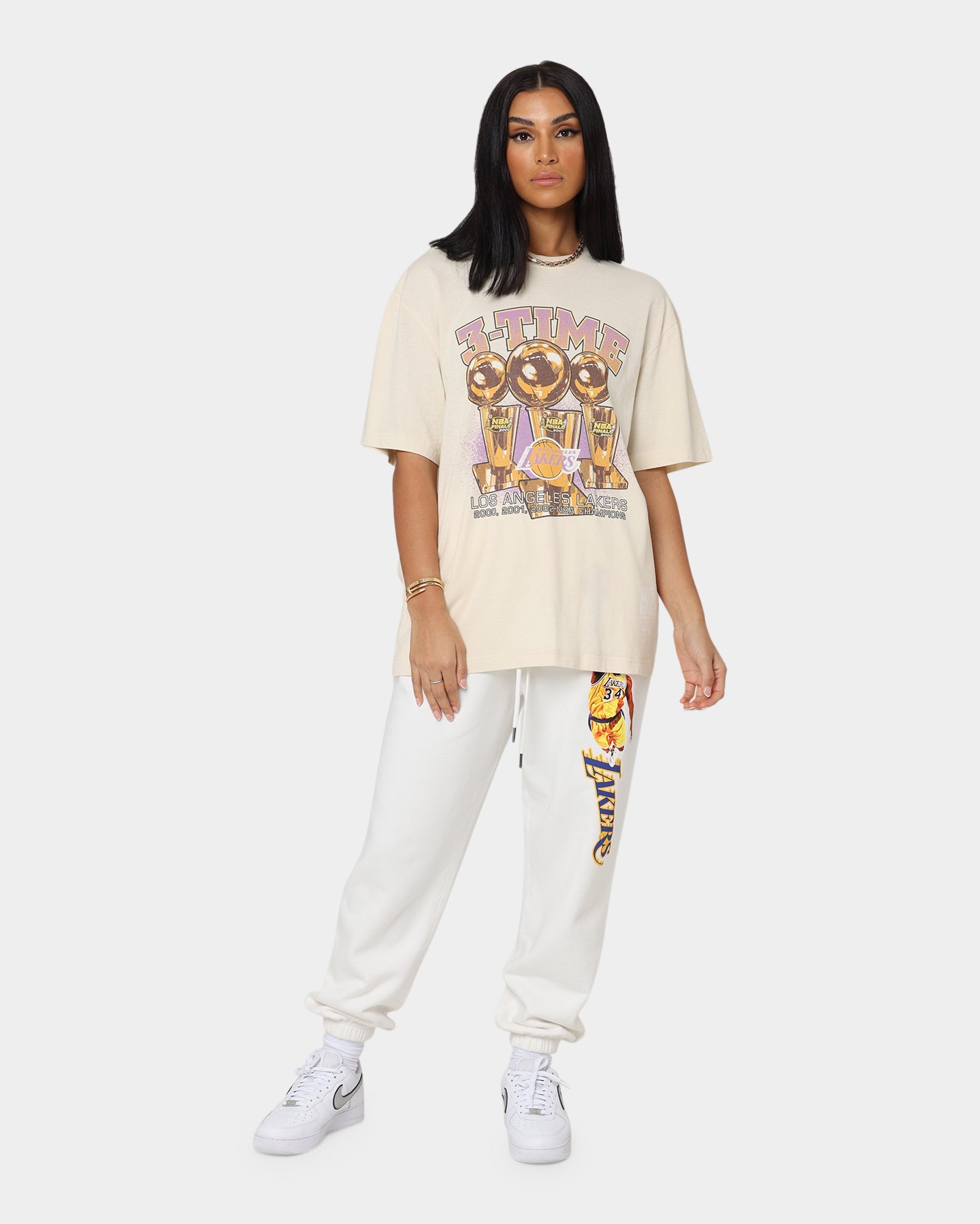 Mitchell & Ness Los Angeles Lakers 3-Peat Champs T-Shirt Khaki Style001