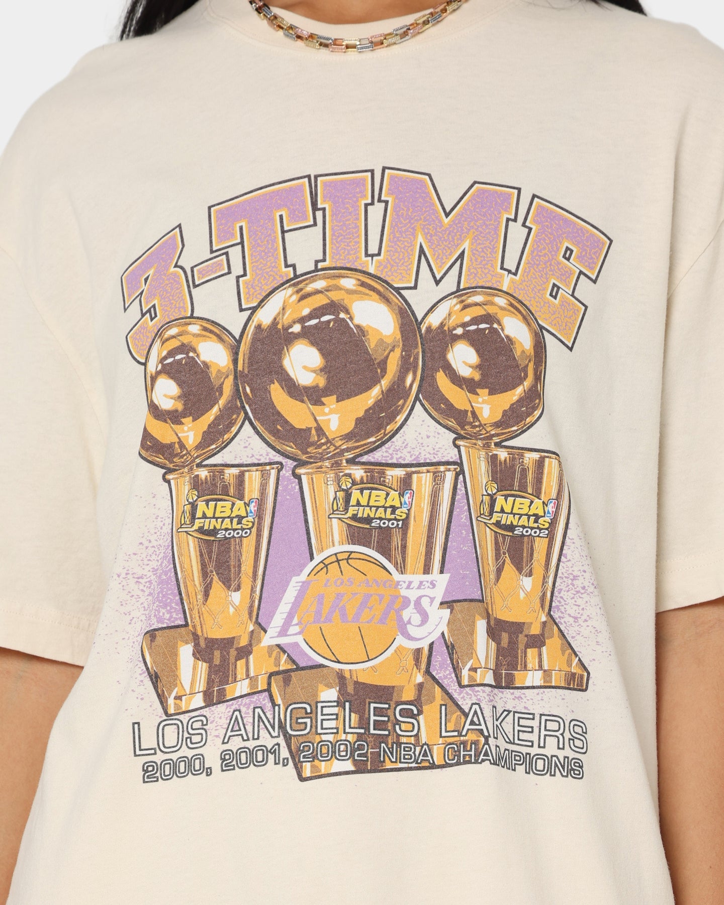 Mitchell & Ness Los Angeles Lakers 3-Peat Champs T-Shirt Khaki Style001