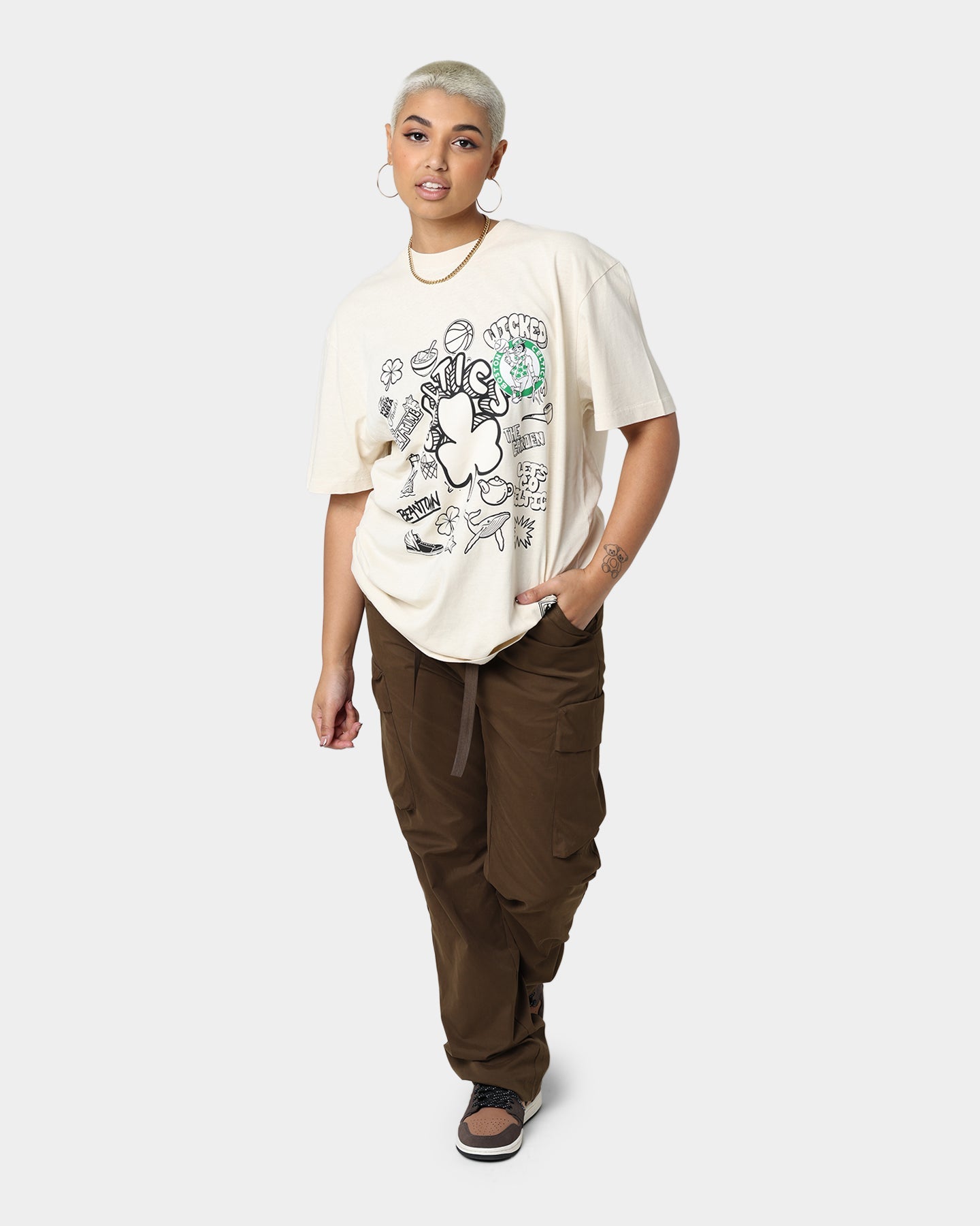 Mitchell & Ness Boston Celtics Doodle T-Shirt Faded Stone Style001