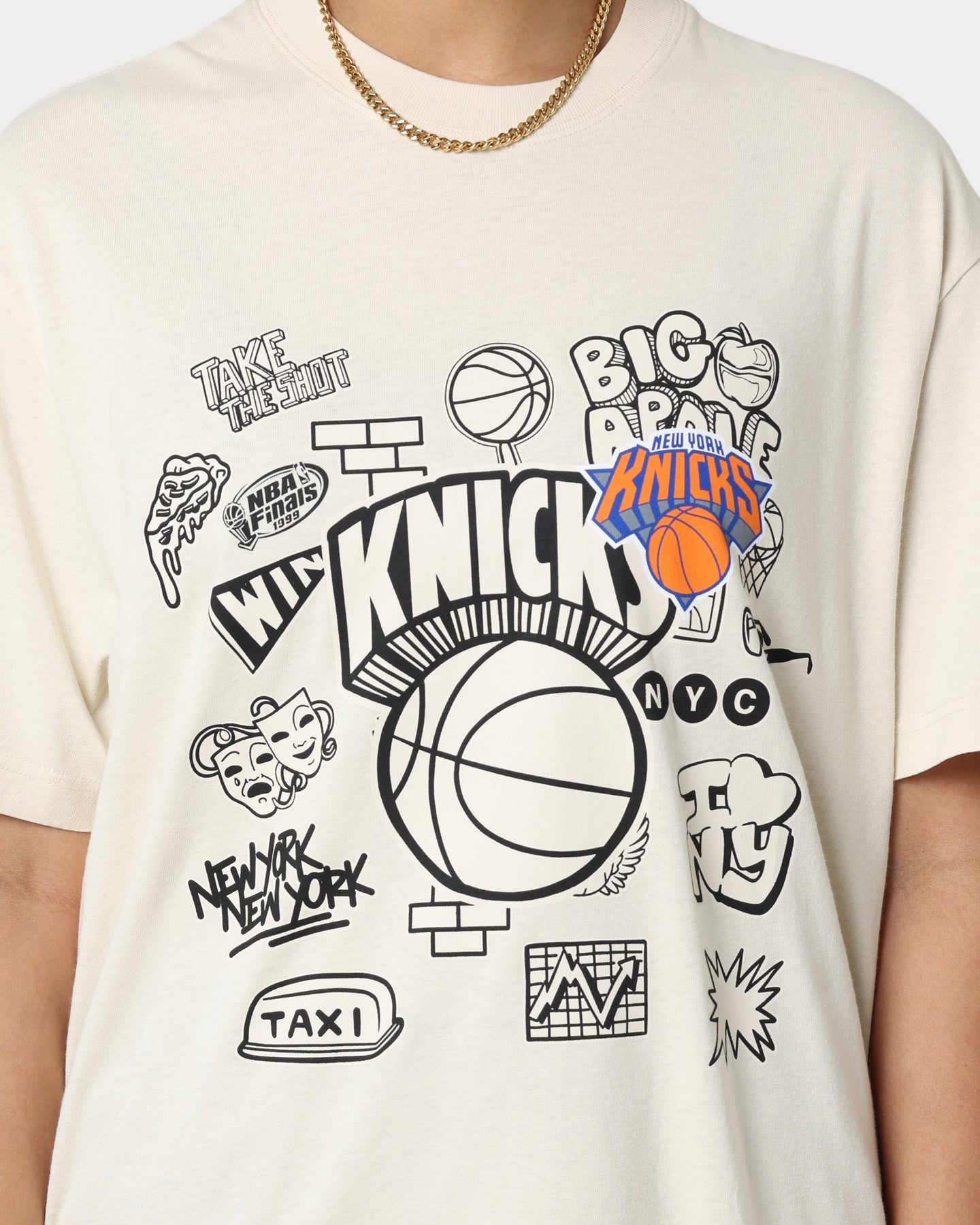 Mitchell & Ness New York Knicks Doodle T-Shirt Faded Stone Style001