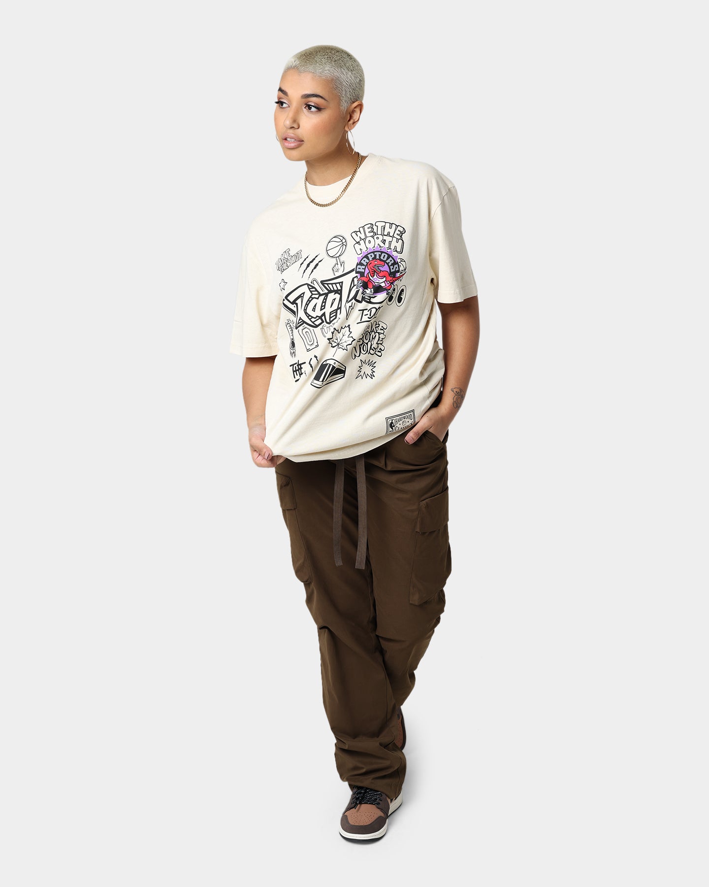 Mitchell & Ness Toronto Raptors Doodle T-Shirt Faded Stone Style001