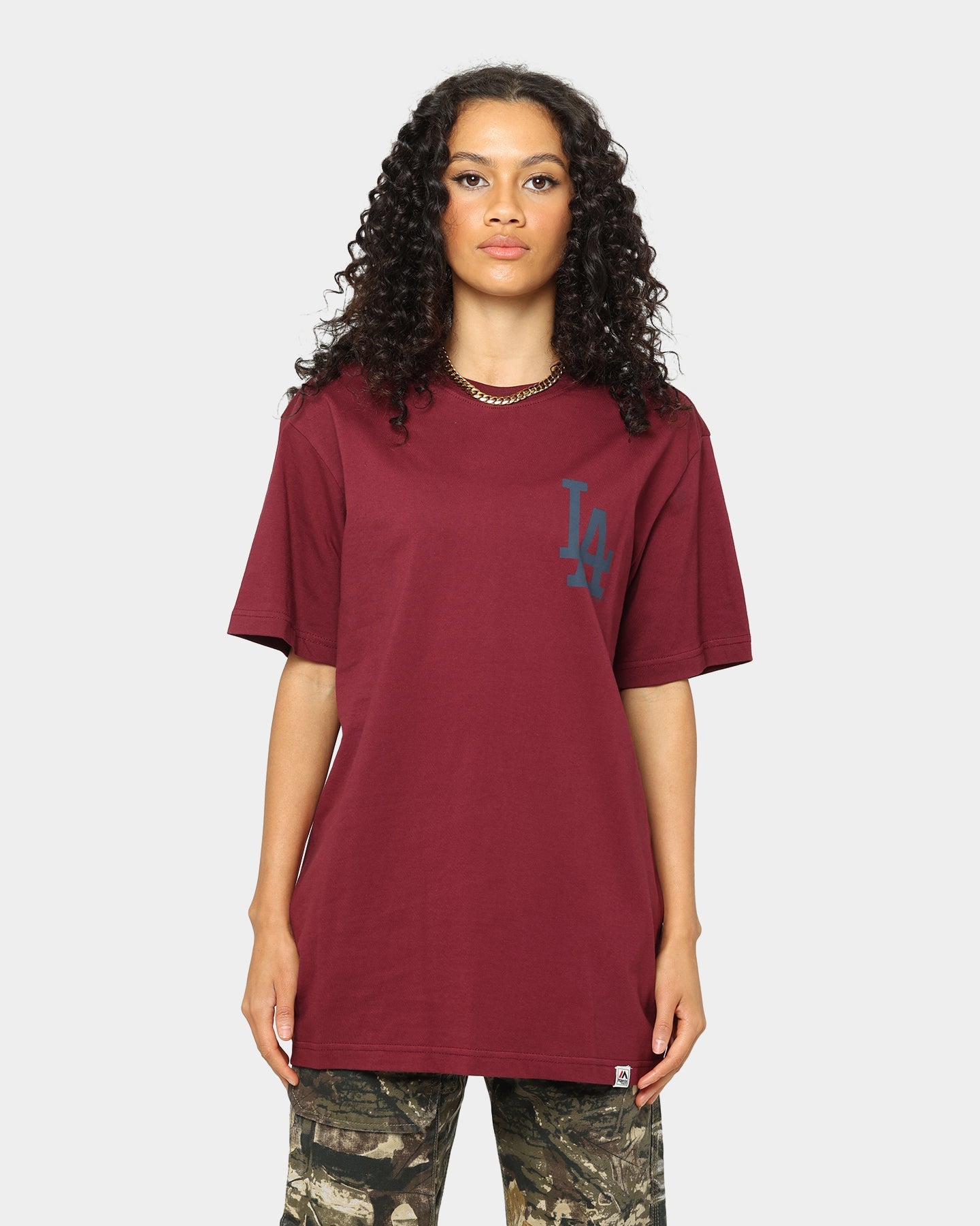 Majestic Athletic Los Angeles Dodgers Jeaner T-Shirt Windsor Wine Style001