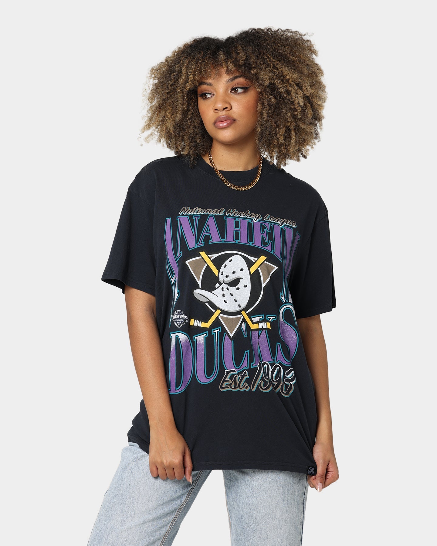 Majestic Athletic Anaheim Ducks Rise Graphic T-Shirt Faded Black Style001