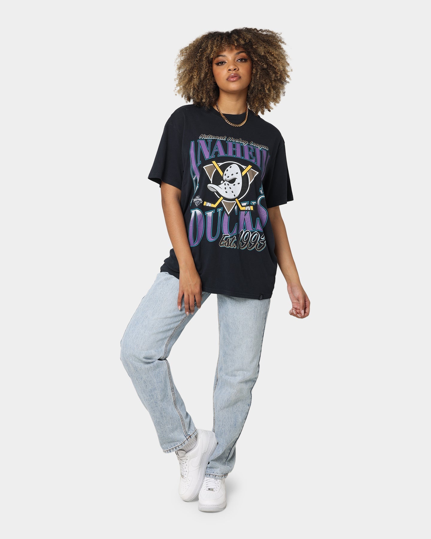Majestic Athletic Anaheim Ducks Rise Graphic T-Shirt Faded Black Style001