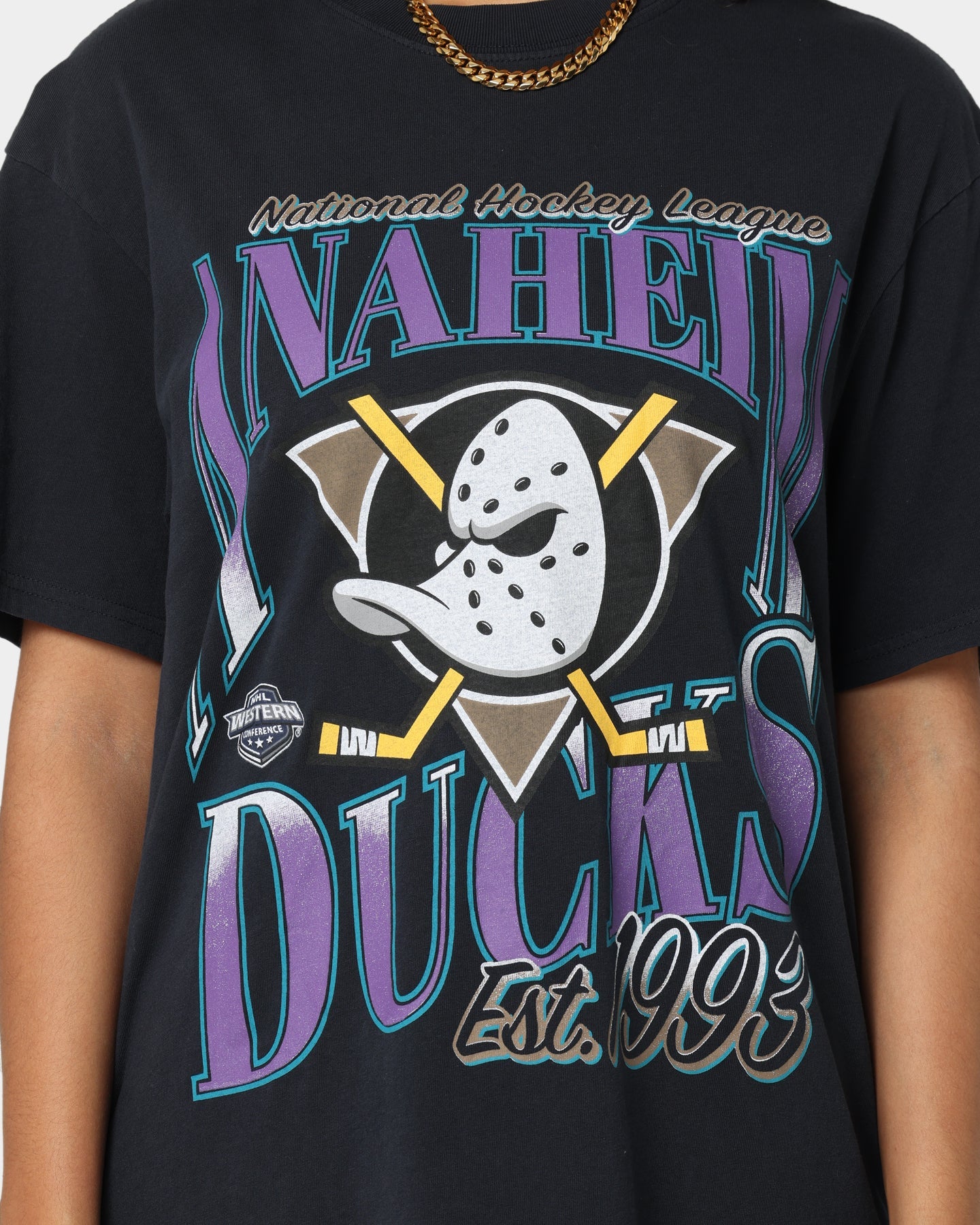 Majestic Athletic Anaheim Ducks Rise Graphic T-Shirt Faded Black Style001