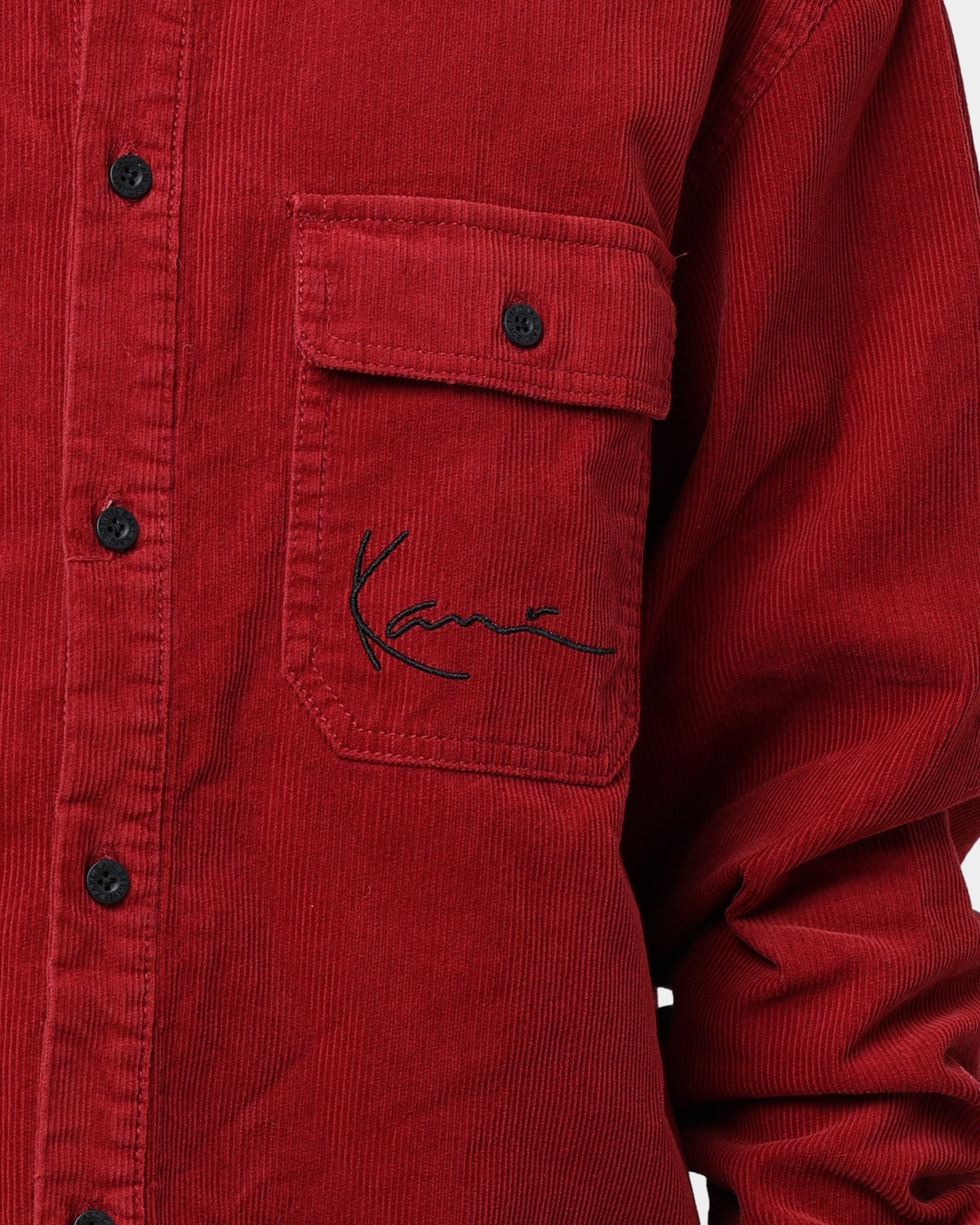 Karl Kani Chest Signature Corduroy Shirt Dark Red