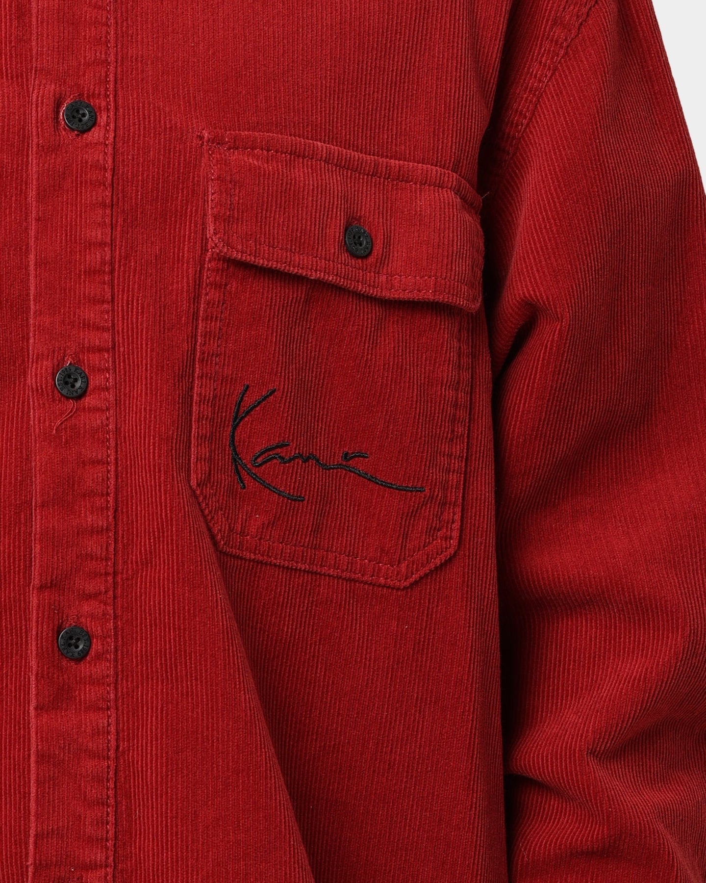 Karl Kani Chest Signature Corduroy Shirt Dark Red Style001