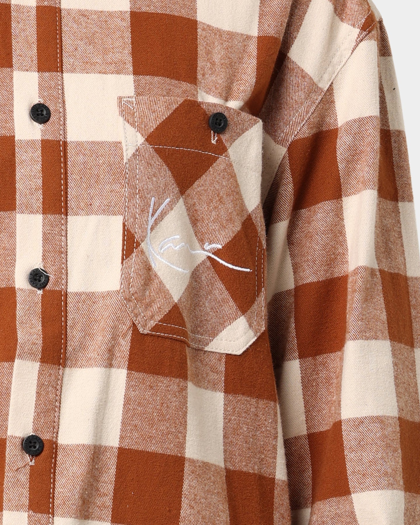 Karl Kani Chest Signature Flannel Shirt Cognac Style001
