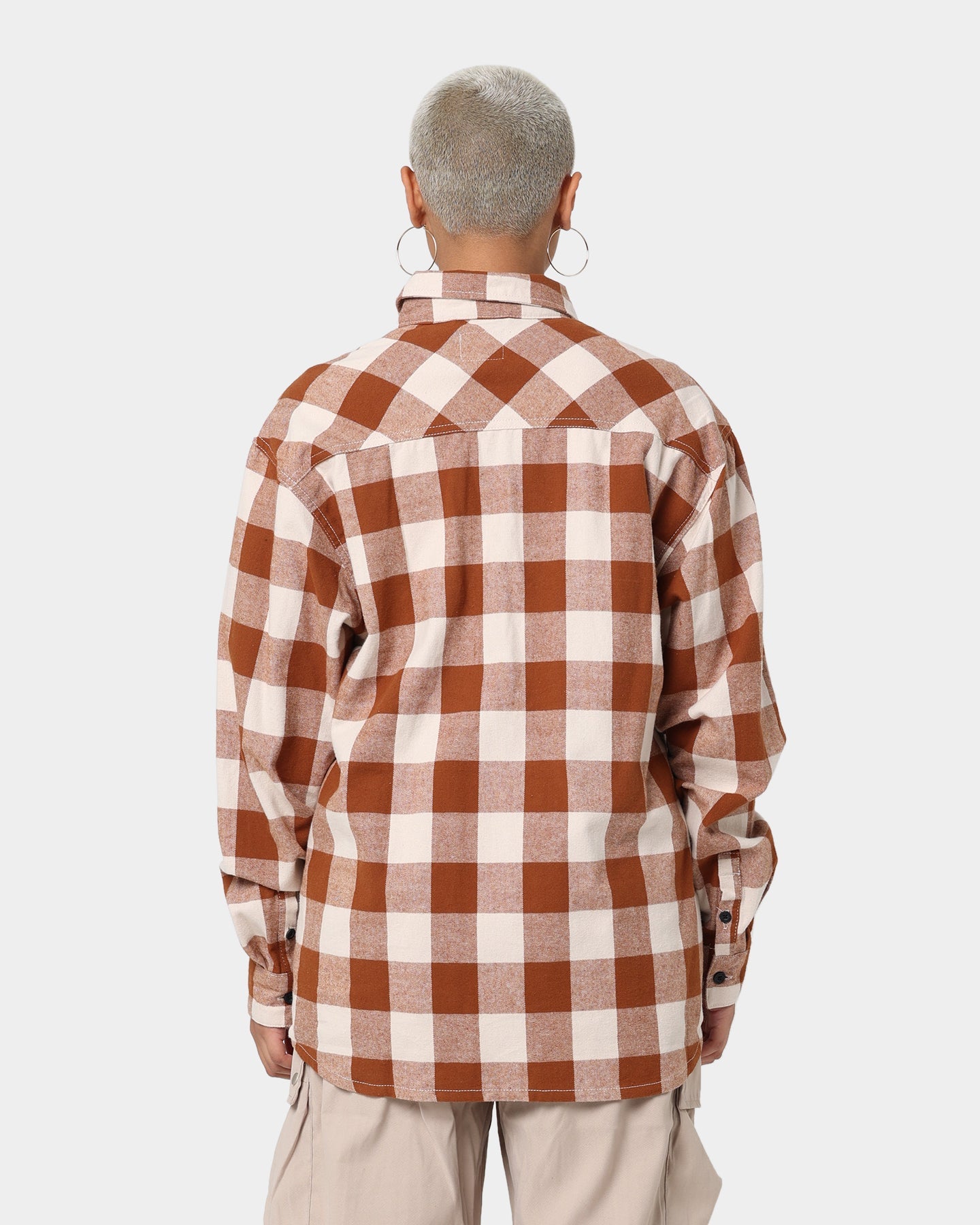 Karl Kani Chest Signature Flannel Shirt Cognac Style001