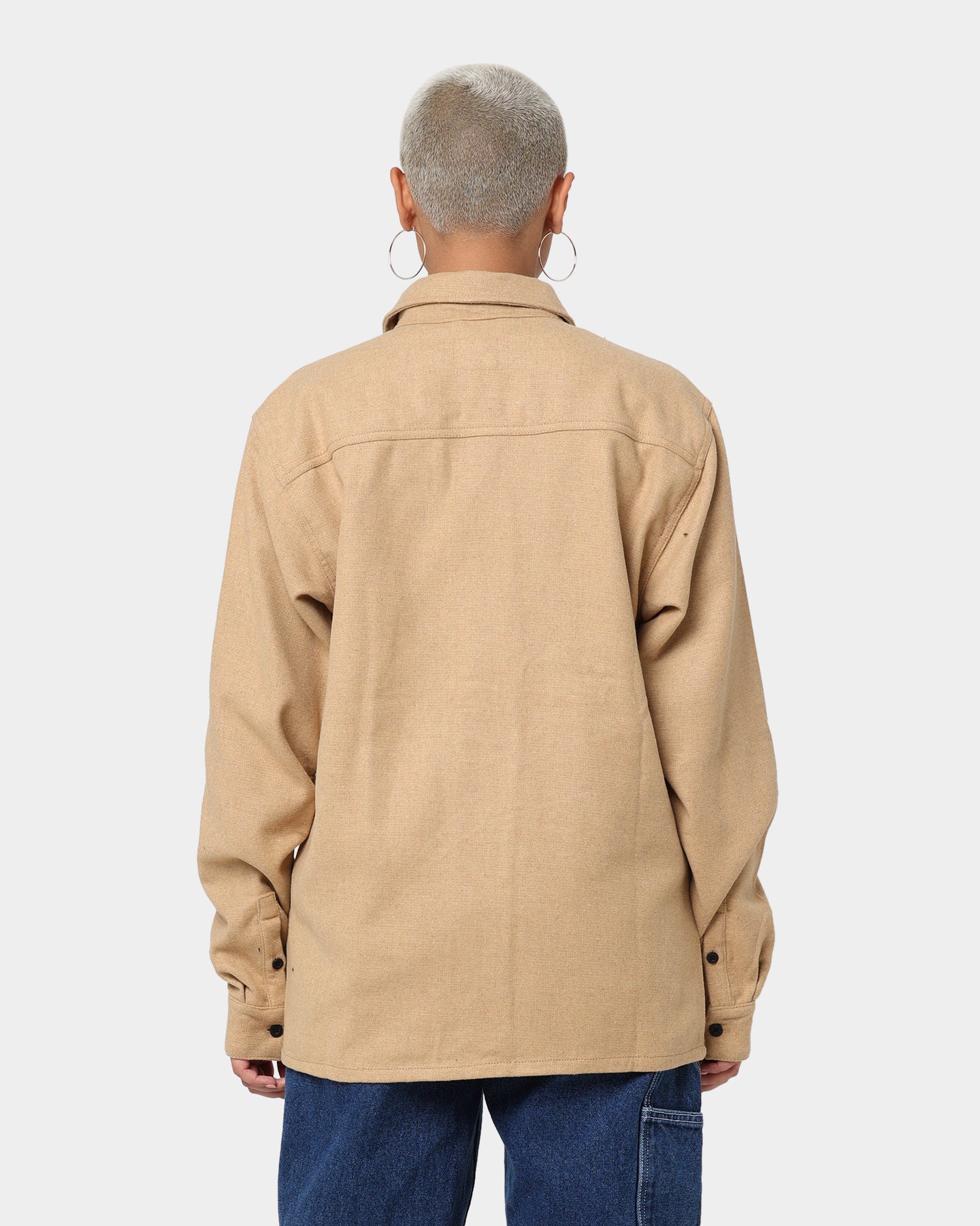 Karl Kani Chest Signature Wool Blend Shirt Sand Style001