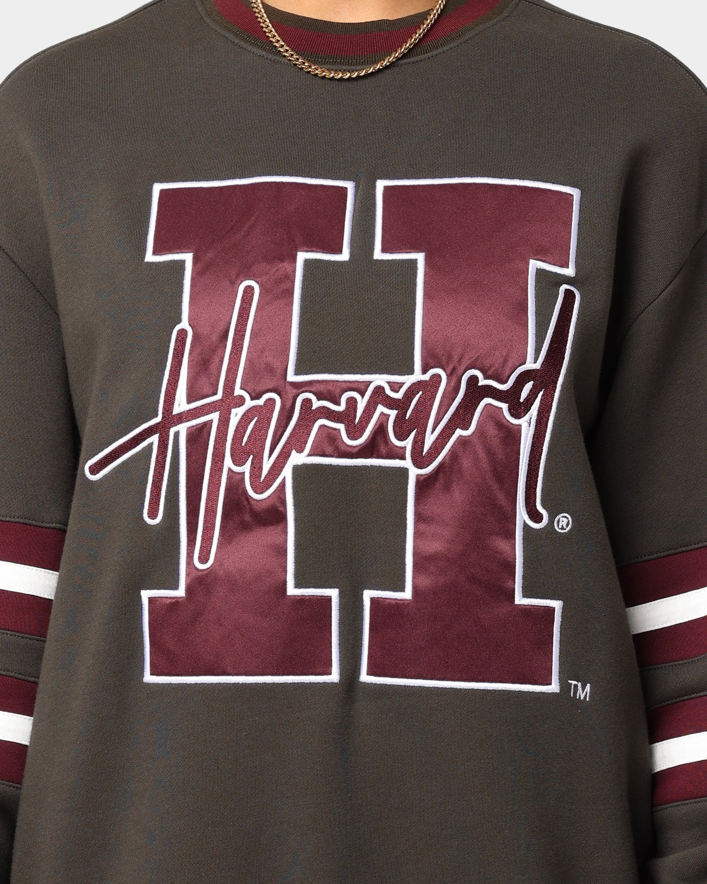 National Collegiate Athletic Association Harvard Letter Mark Panel Crewneck Steel Style001
