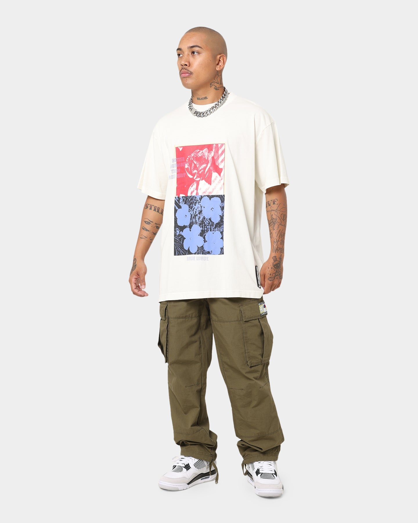 Dead Studios Flower Wave T-Shirt Bone/Mullti-Coloured
