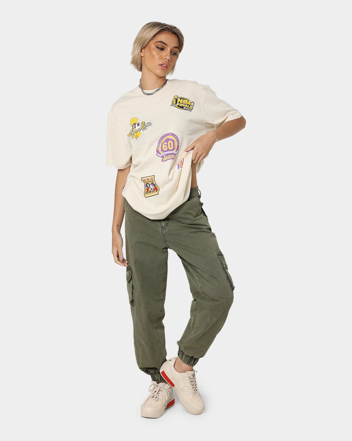 Mitchell & Ness Los Angeles Lakers Flight T-Shirt Faded Khaki Style001