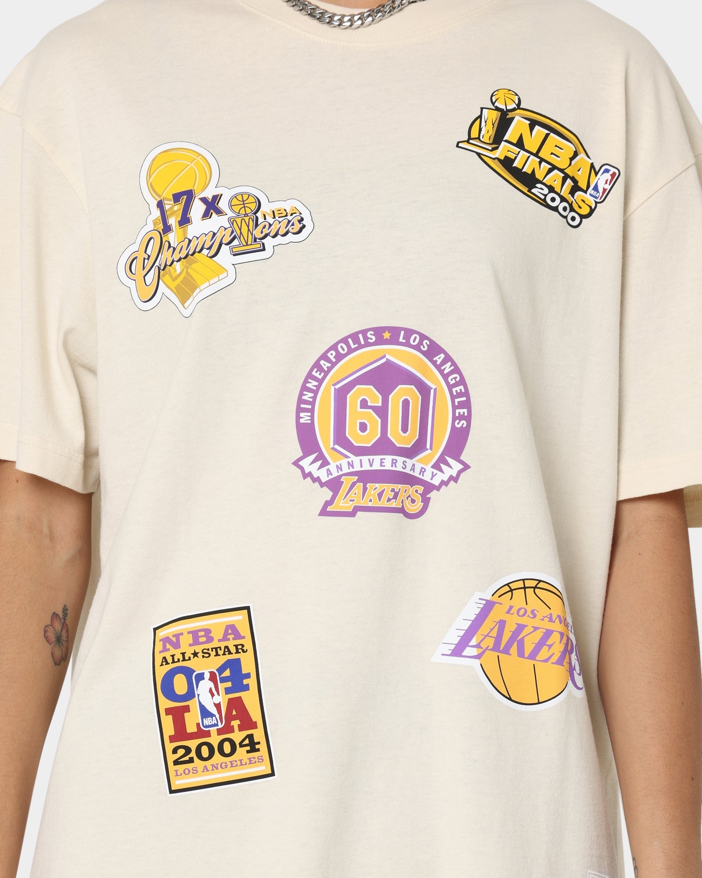Mitchell & Ness Los Angeles Lakers Flight T-Shirt Faded Khaki Style001