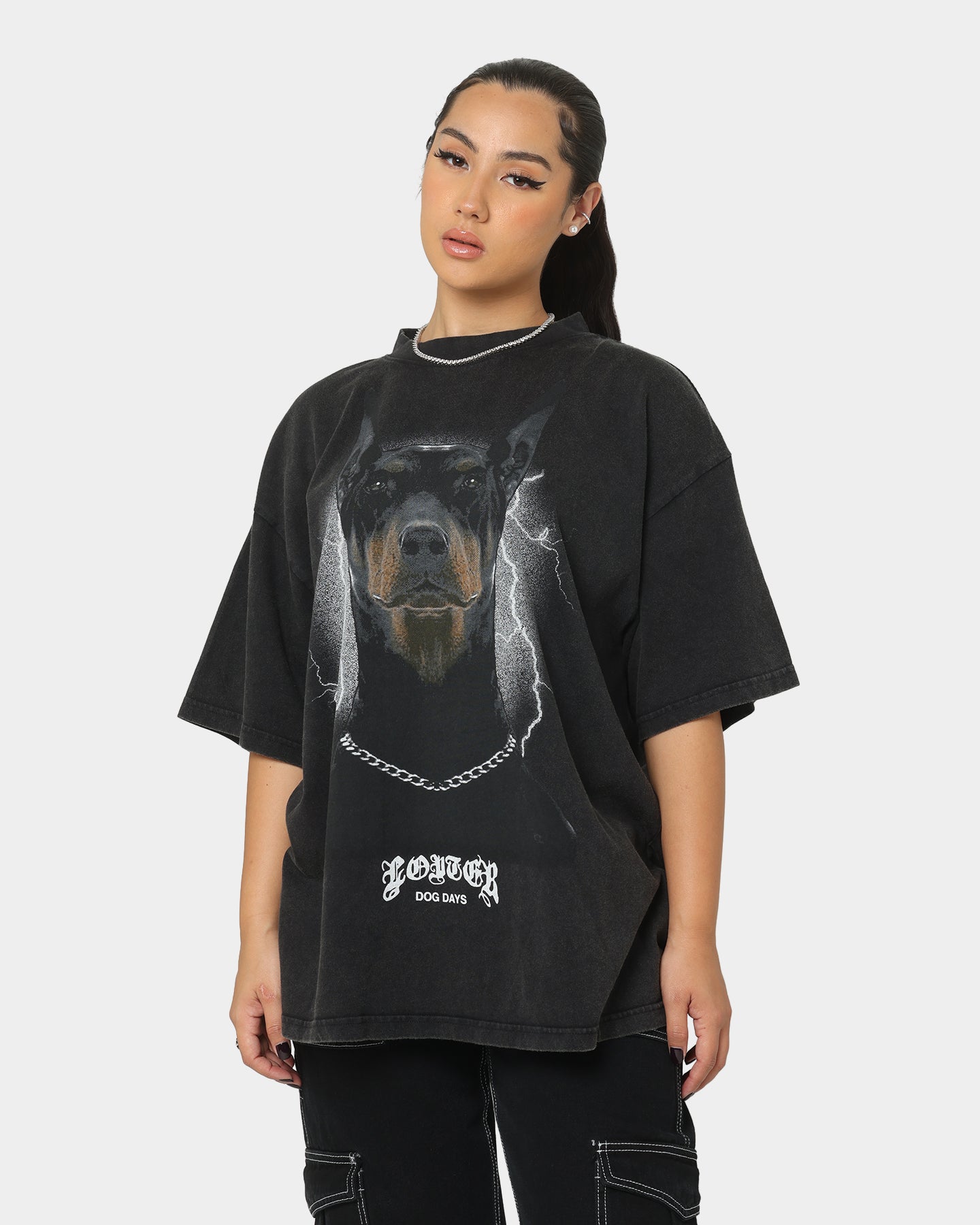 Loiter Dog Days T-Shirt Black Wash Style001