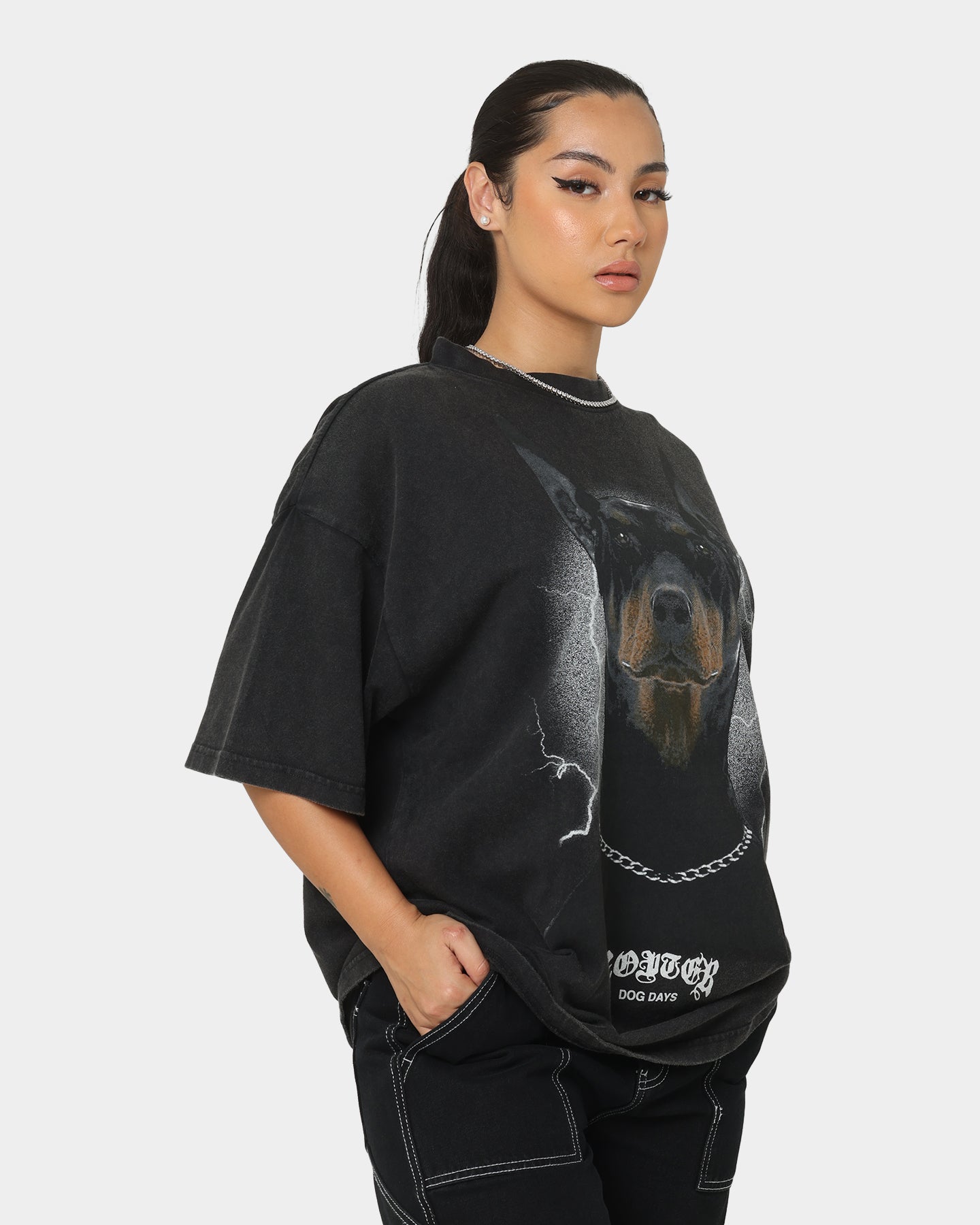 Loiter Dog Days T-Shirt Black Wash Style001