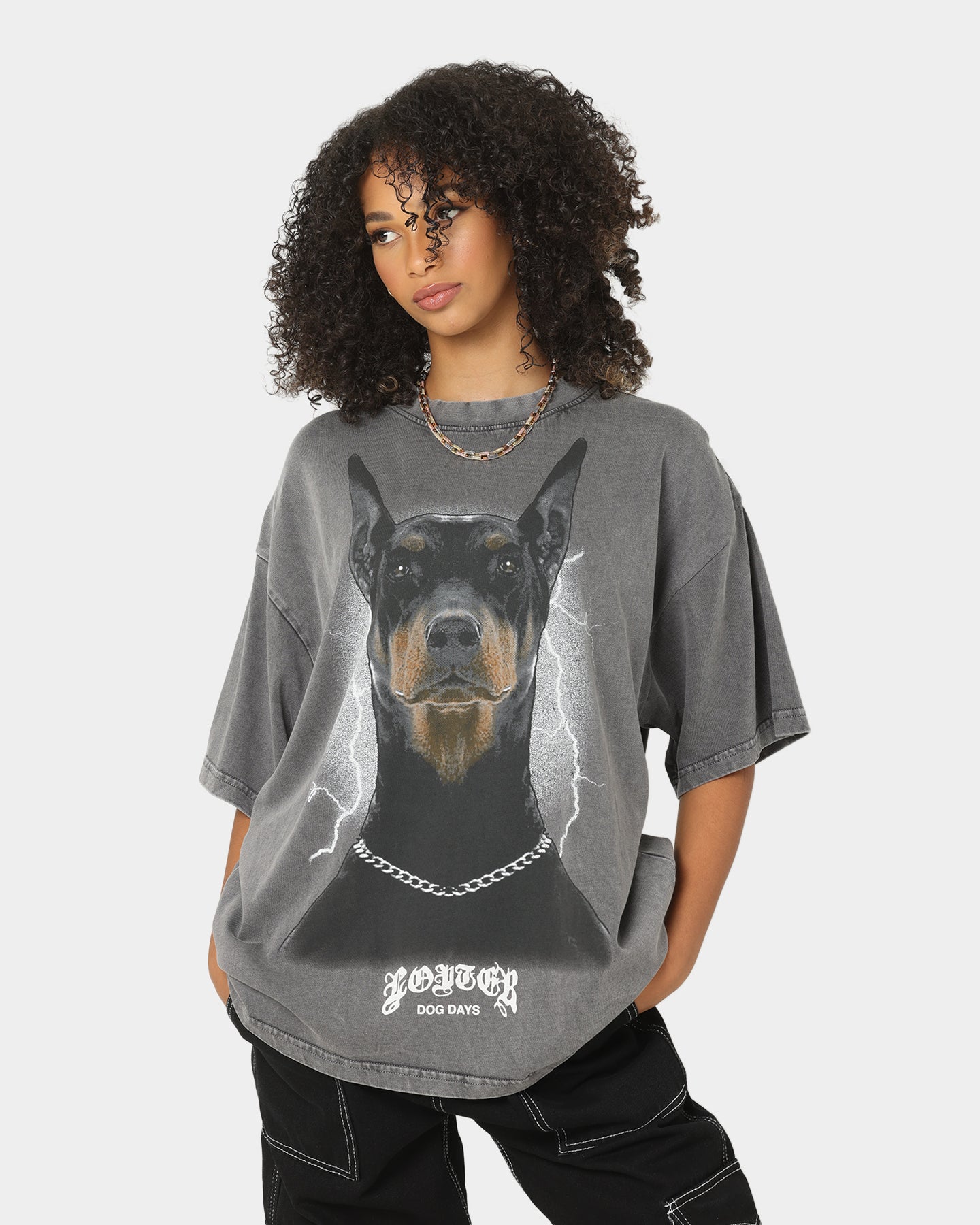 Loiter Dog Days T-Shirt Charcoal Style001