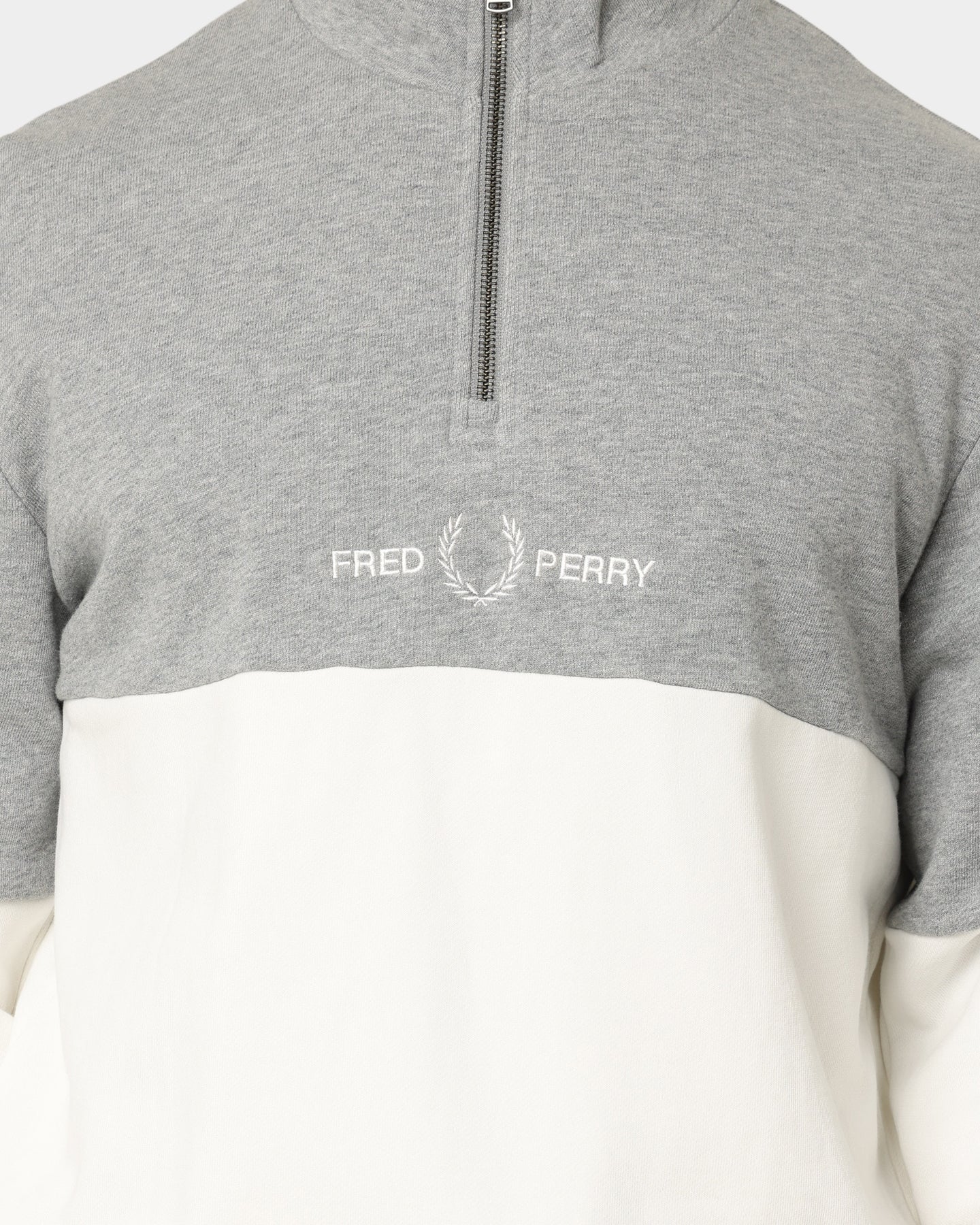 Fred Perry Colourblock Half Zip Sweatshirt Snow White