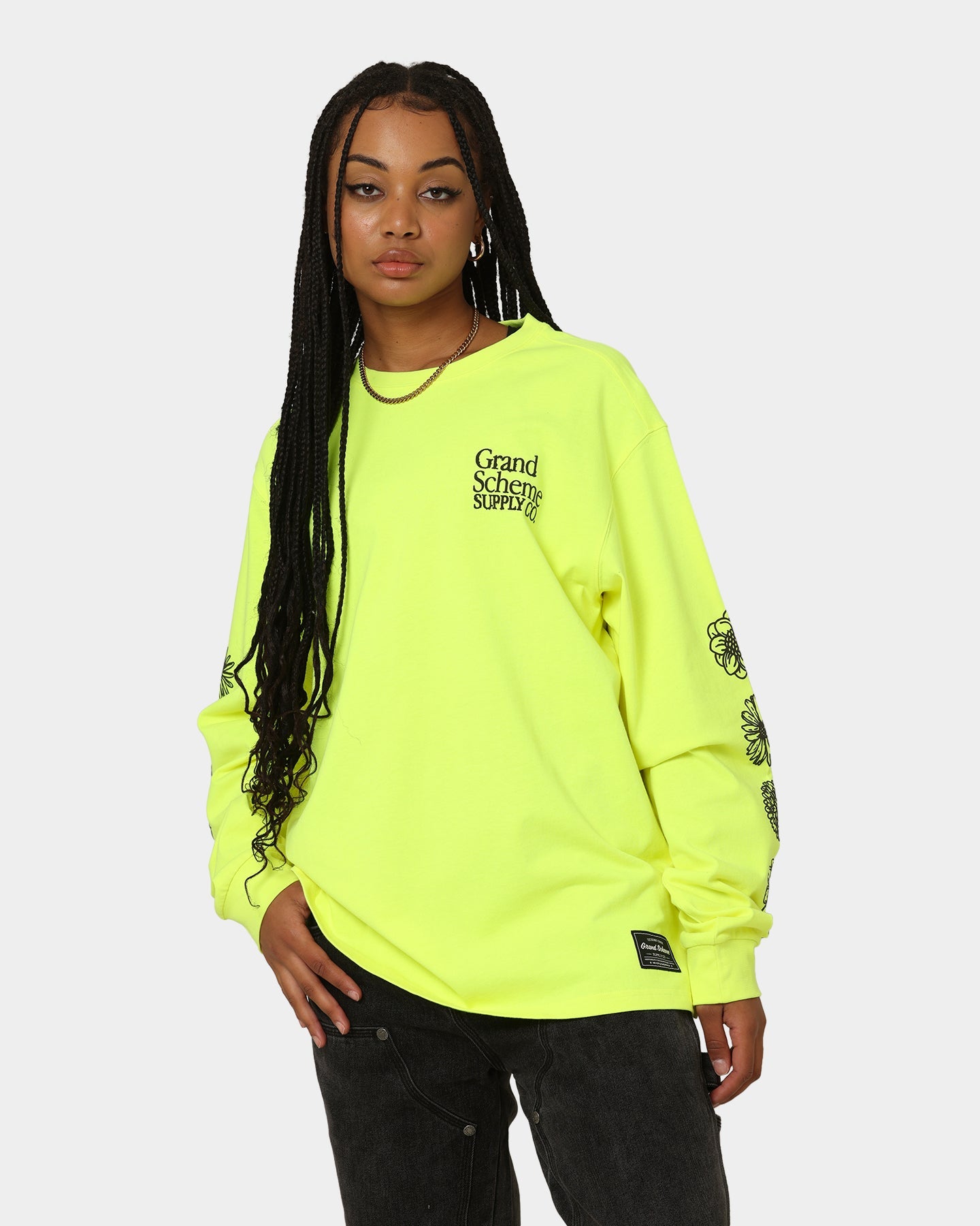 Grand Scheme Always Good Long Sleeve T-Shirt Fluro Yellow Style001
