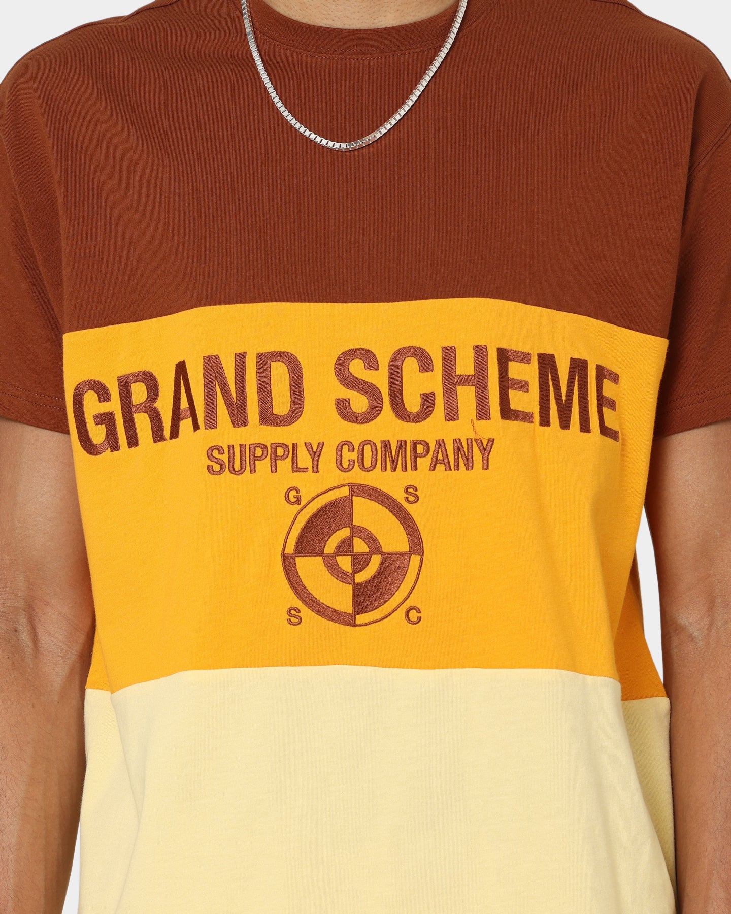 Grand Scheme Colour Block T-Shirt Brown/Yellow