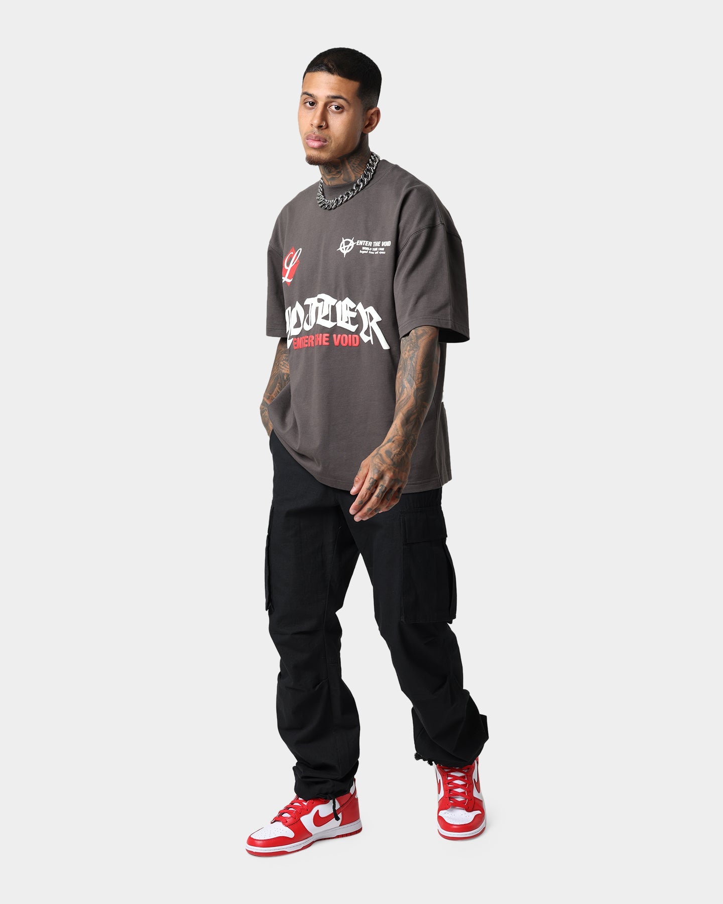 Loiter Void Multi Logo Vintage T-Shirt Charcoal
