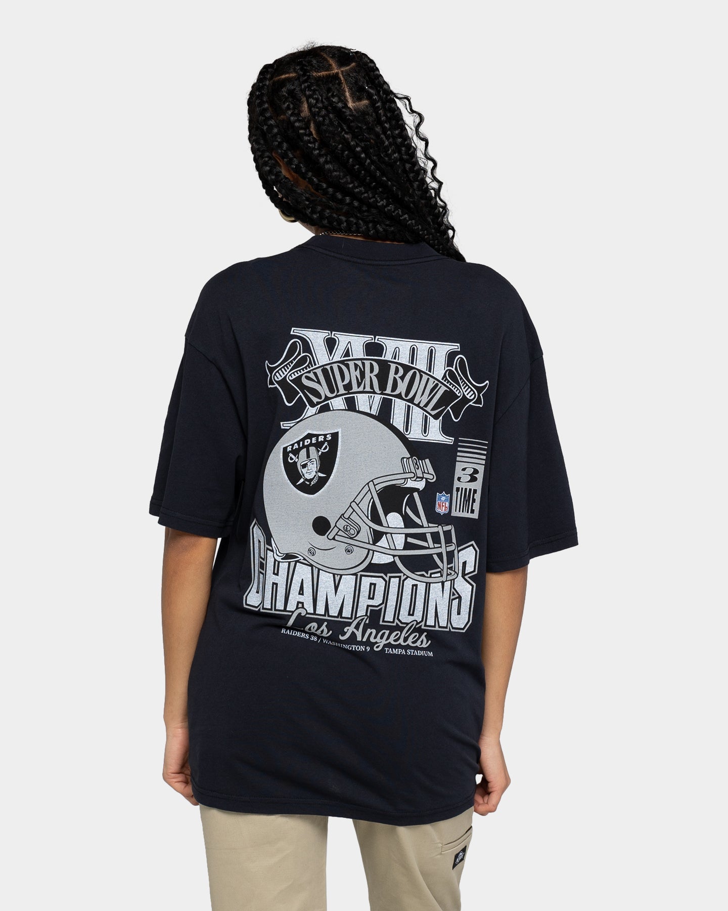 Mitchell & Ness Las Vegas Raiders Vintage Superbowl T-Shirt Faded Black Style001