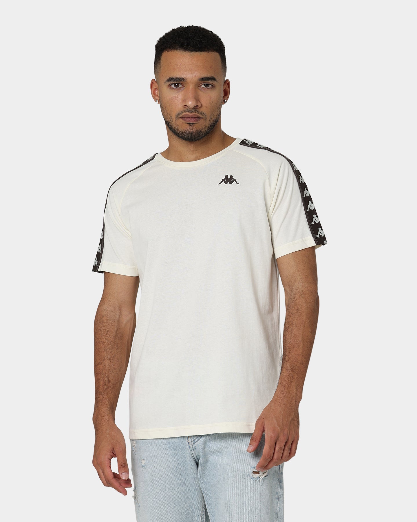 Kappa 222 Banda Coen Slim T-Shirt White Cream/Brown