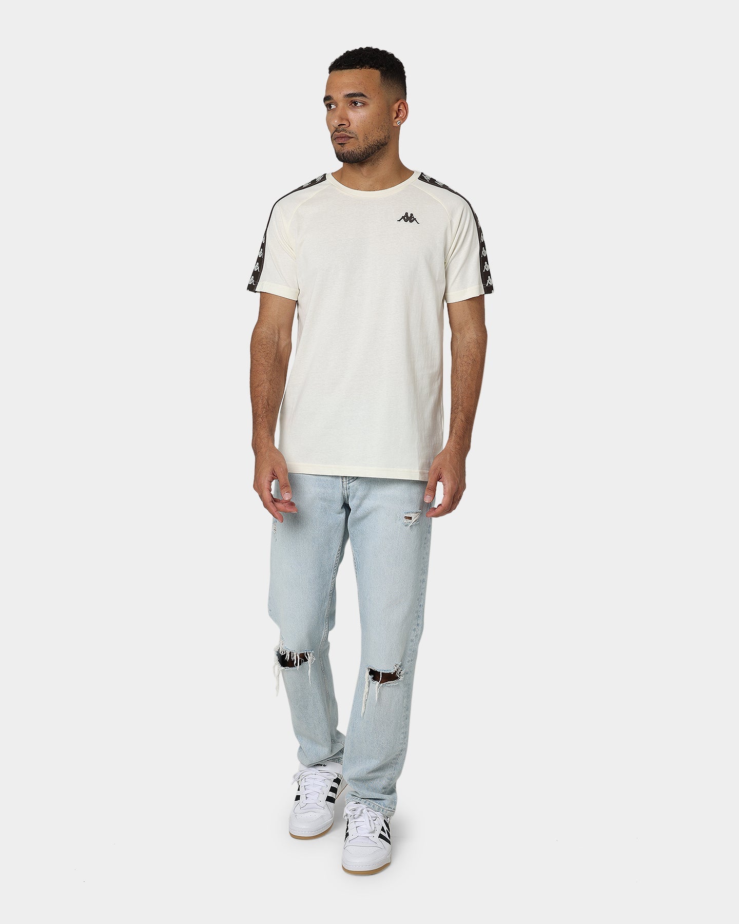Kappa 222 Banda Coen Slim T-Shirt White Cream/Brown