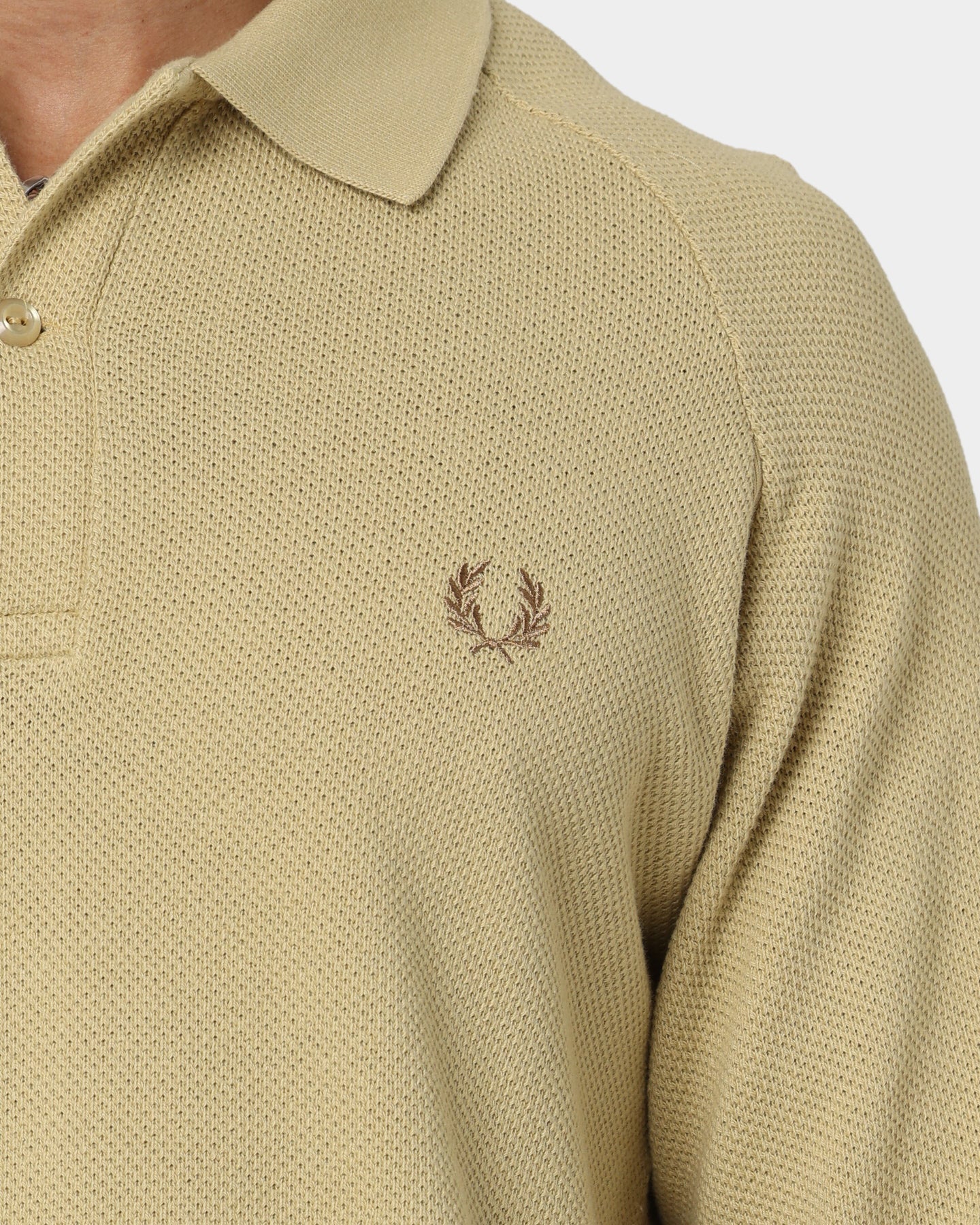 Fred Perry Mesh Piqu√© Long Sleeve Shirt Soft Gold
