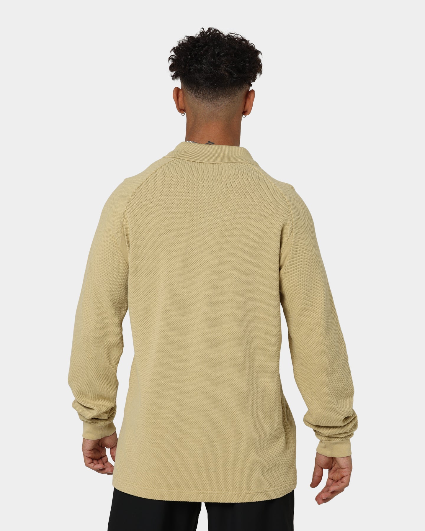Fred Perry Mesh Piqu√© Long Sleeve Shirt Soft Gold