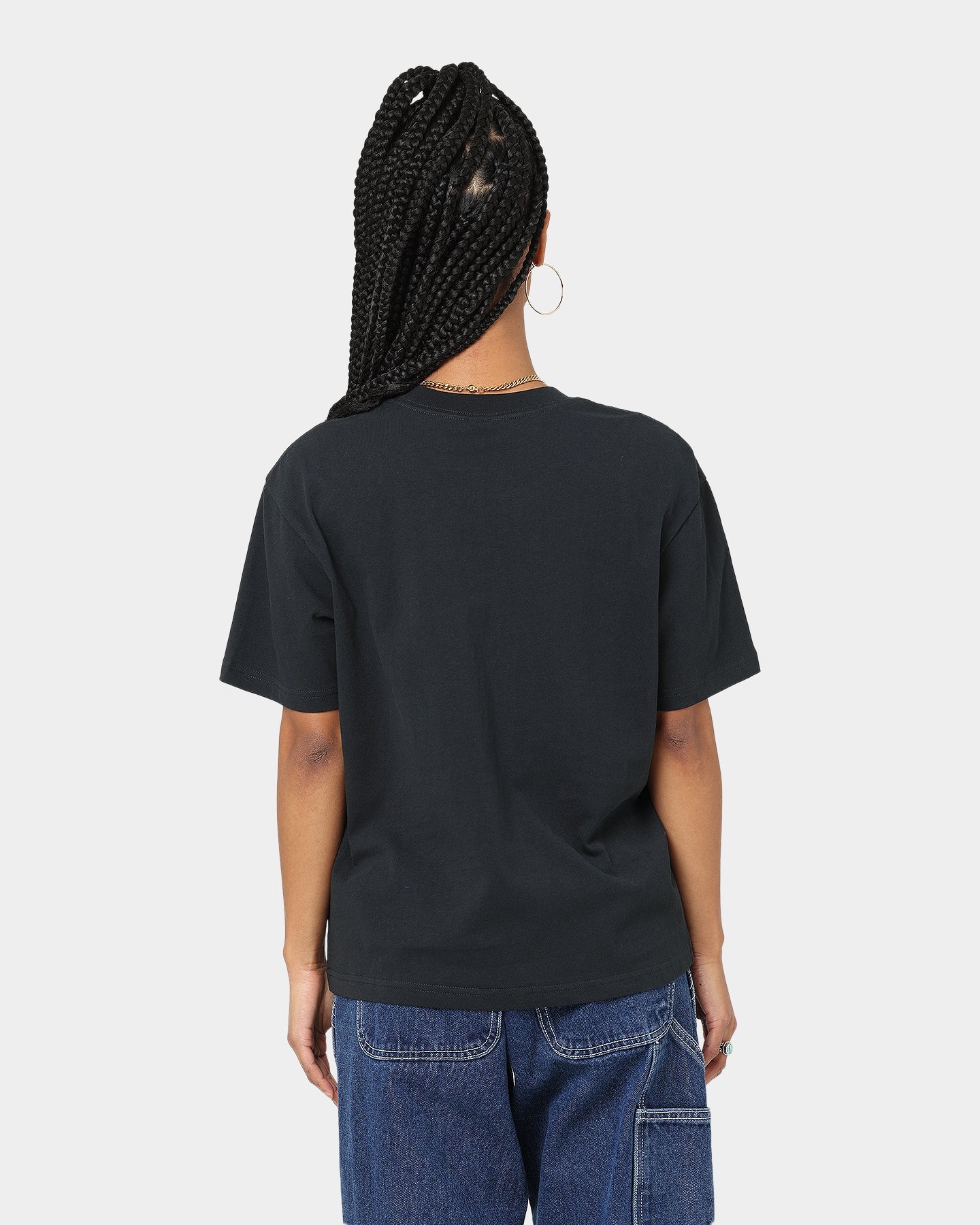 Majestic Athletic Women's Los Angeles Dodgers Check Logo Boxy T-Shirt Faded Black