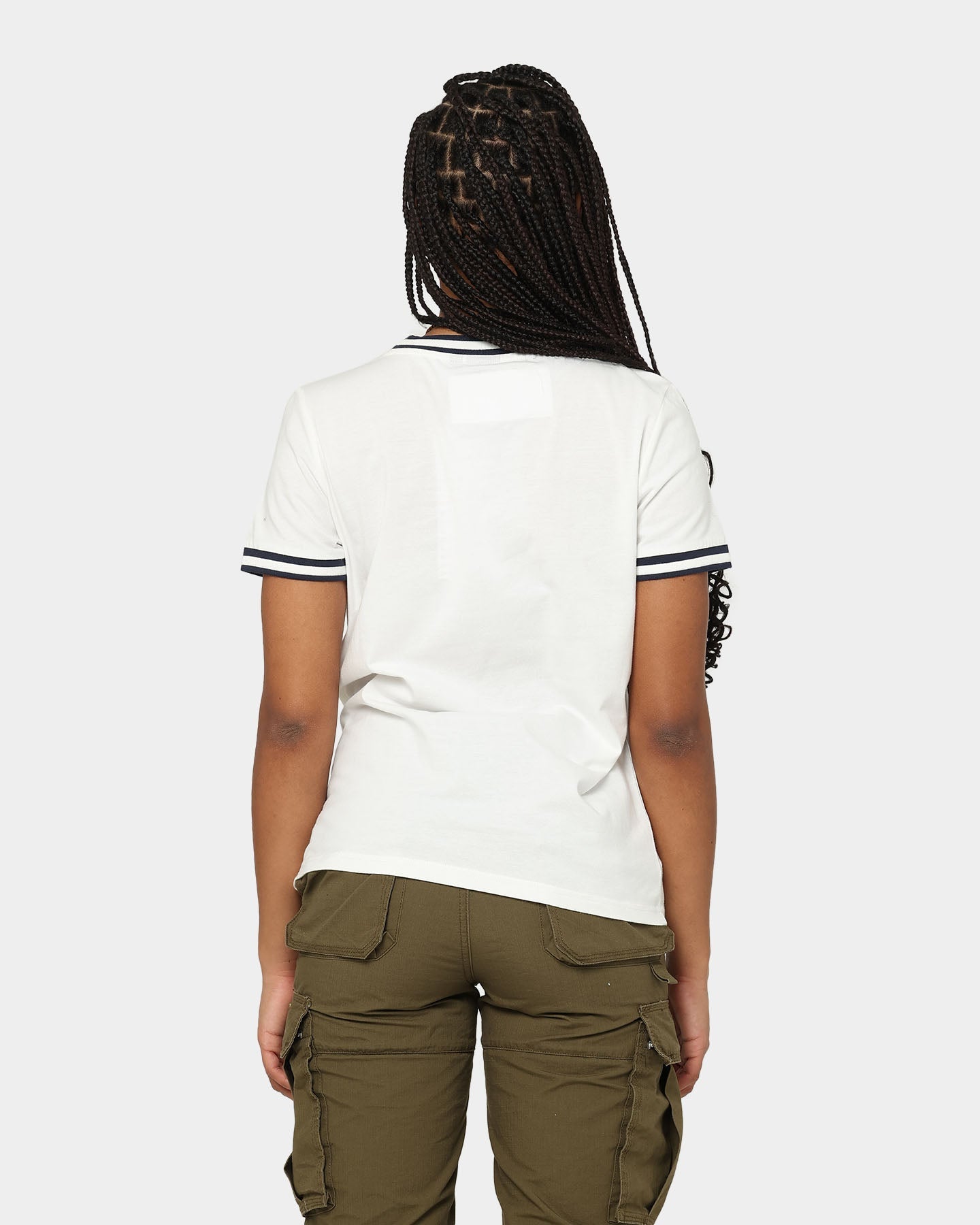 Majestic Athletic Women's New York Yankees Rib Cuff Boxy T-Shirt Optic White